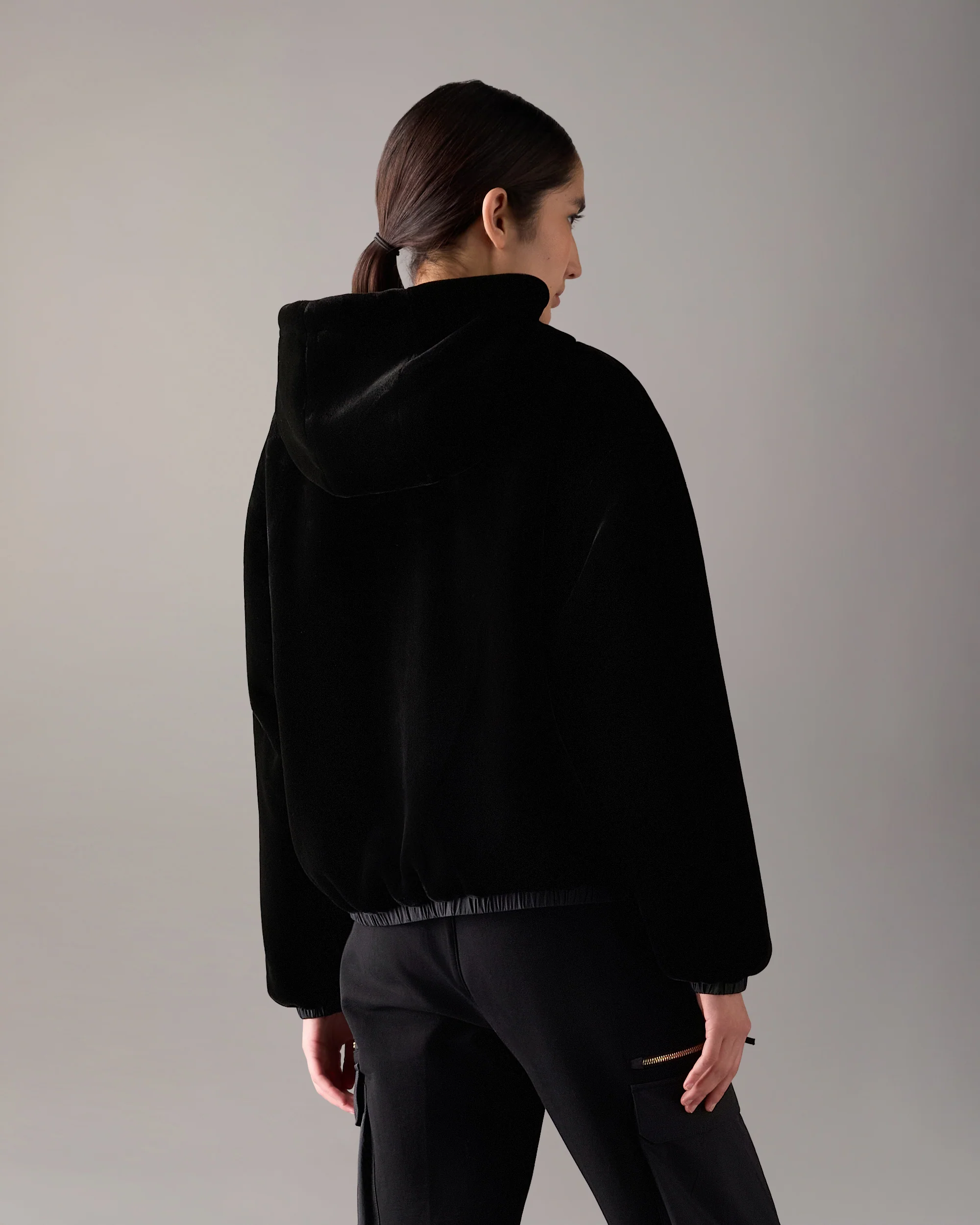 EATON BUNNY REVERSIBLE HOODIE-BLACK/BLACK - Image 3