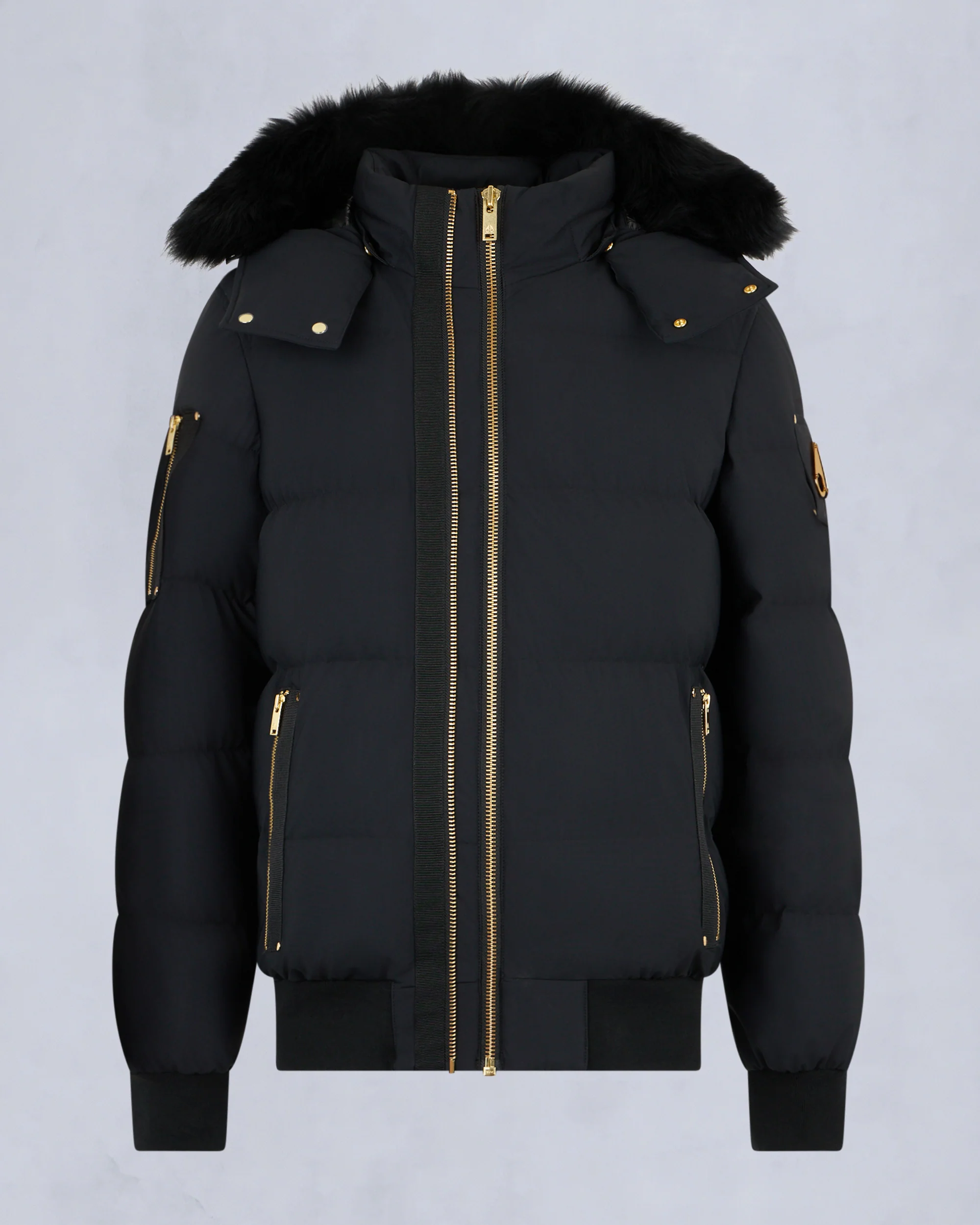 GOLD SERIES NYLUXE STAGG SHEARLING TRIM BOMBER-BLACK/BLACK - Image 6