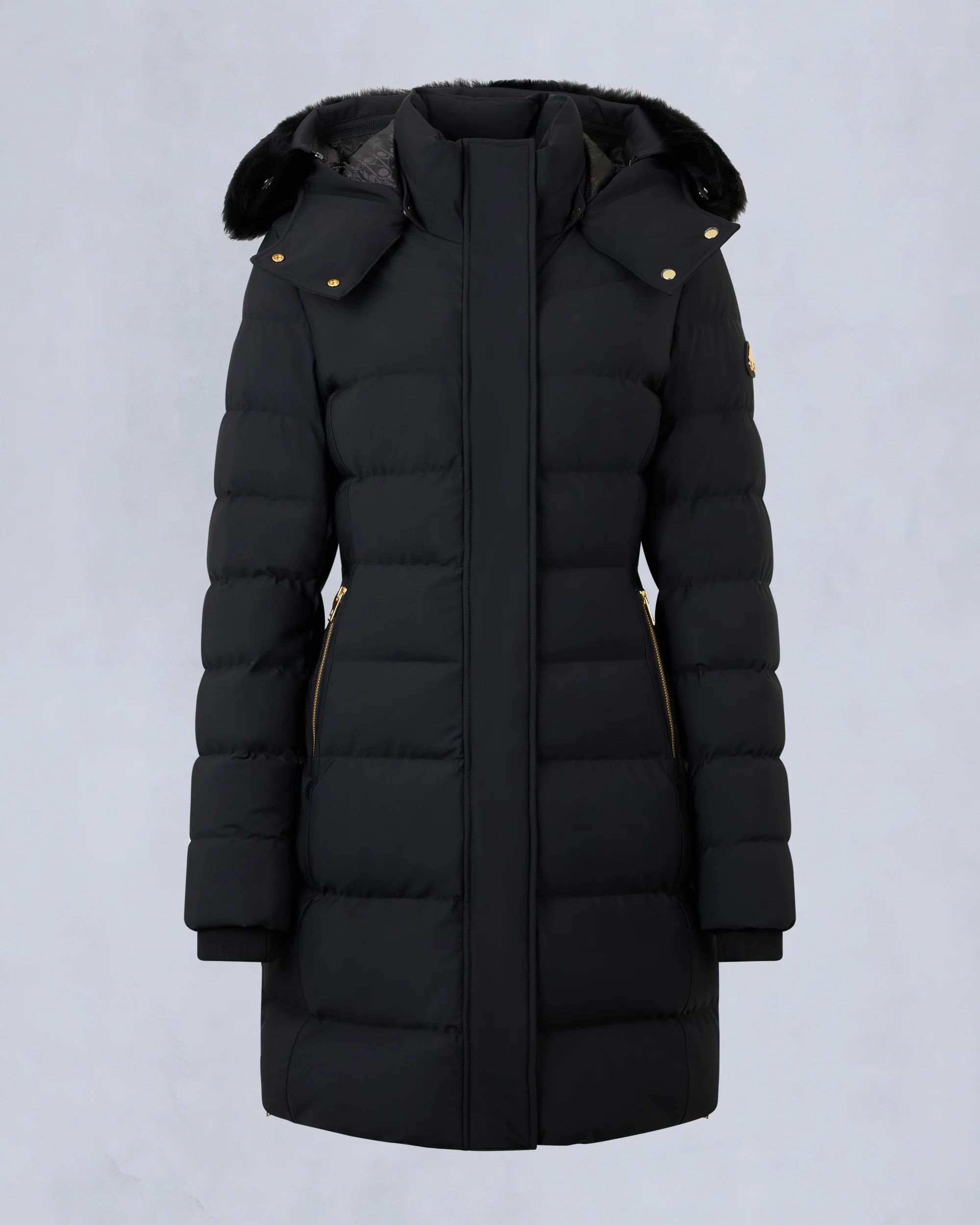 GOLD SERIES NYLUXE WATERSHED SHEARLING TRIM PARKA-BLACK/BLACK - Image 12
