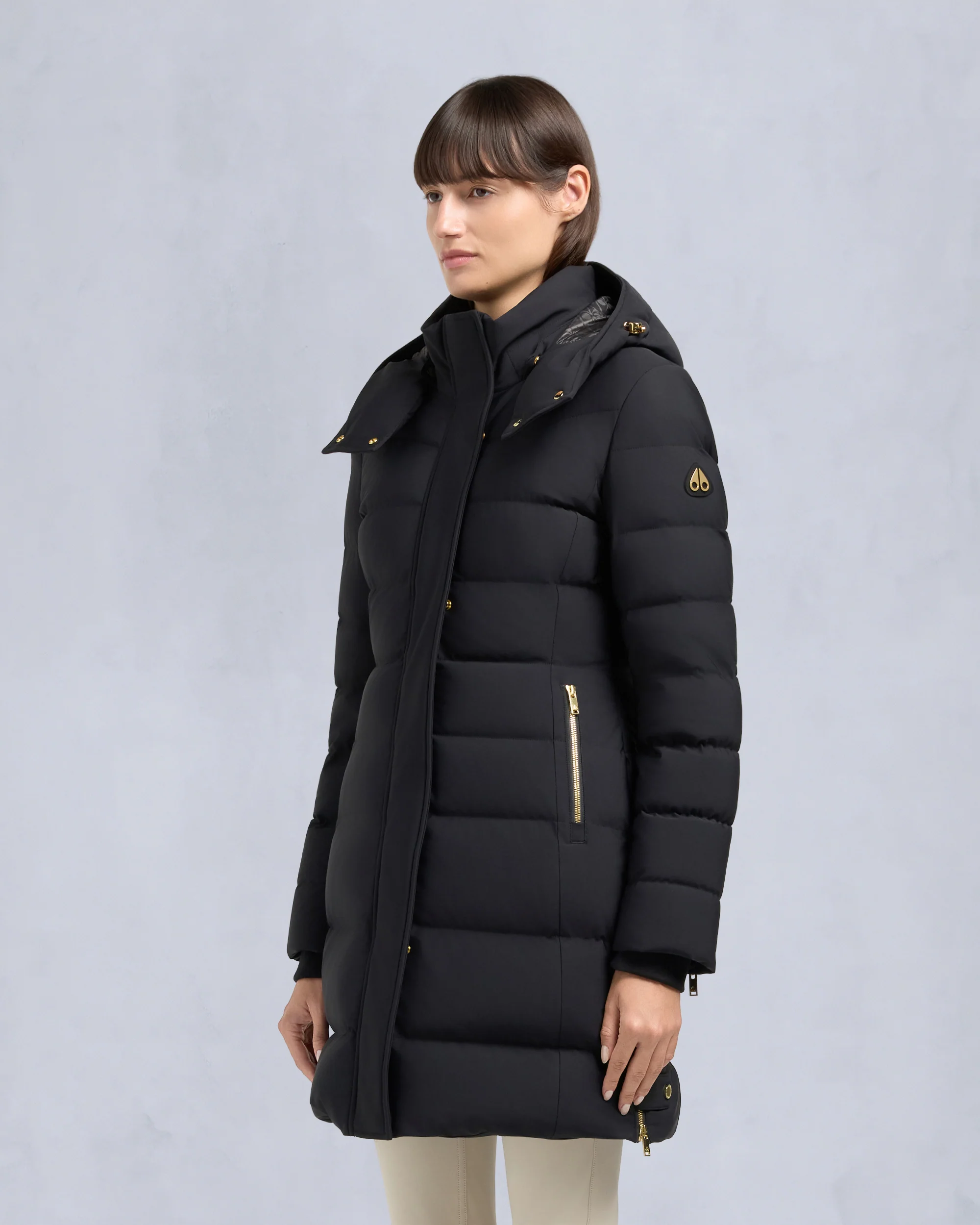 GOLD SERIES NYLUXE WATERSHED SHEARLING TRIM PARKA-BLACK/BLACK - Image 2