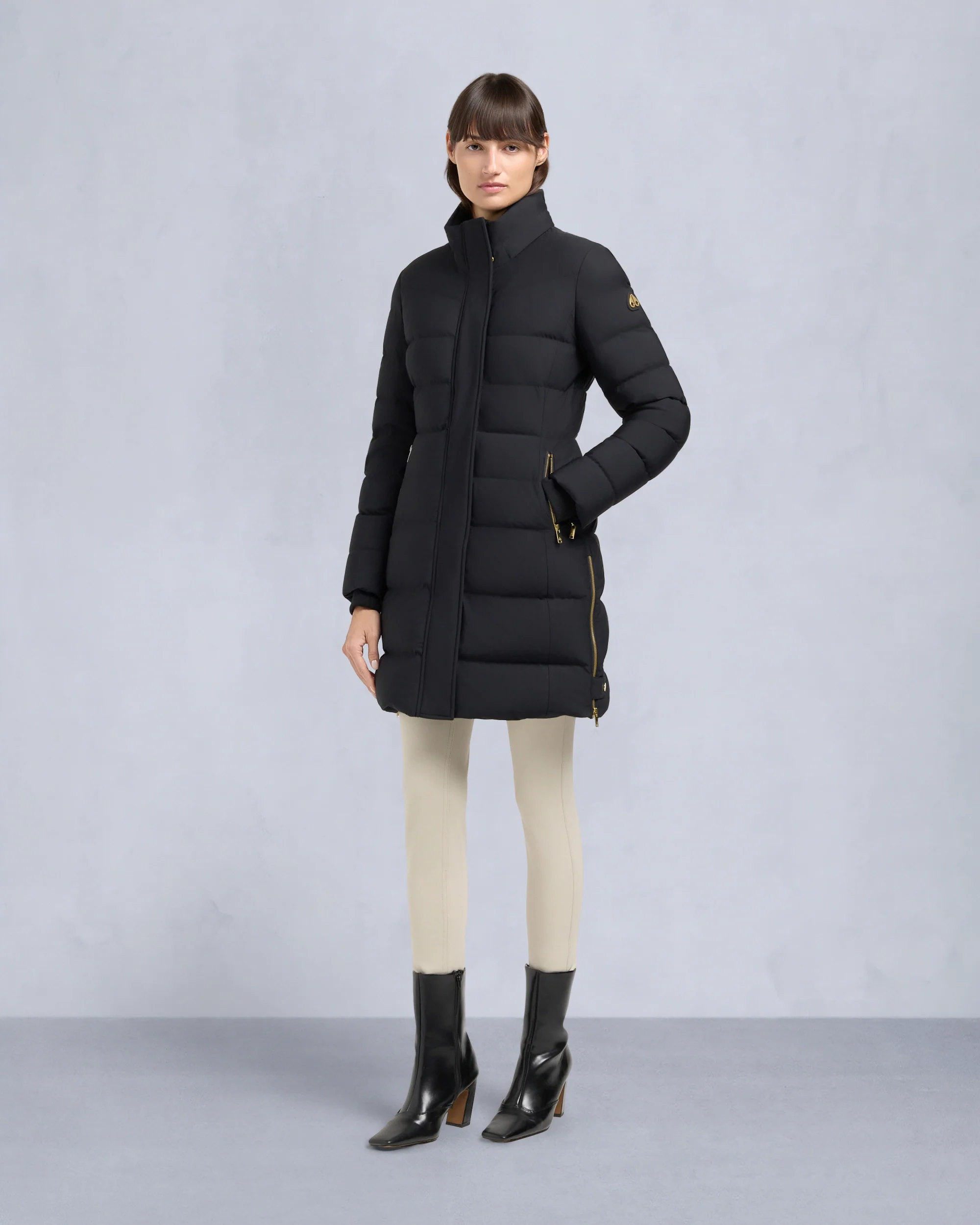 GOLD SERIES NYLUXE WATERSHED SHEARLING TRIM PARKA-BLACK/BLACK - Image 9