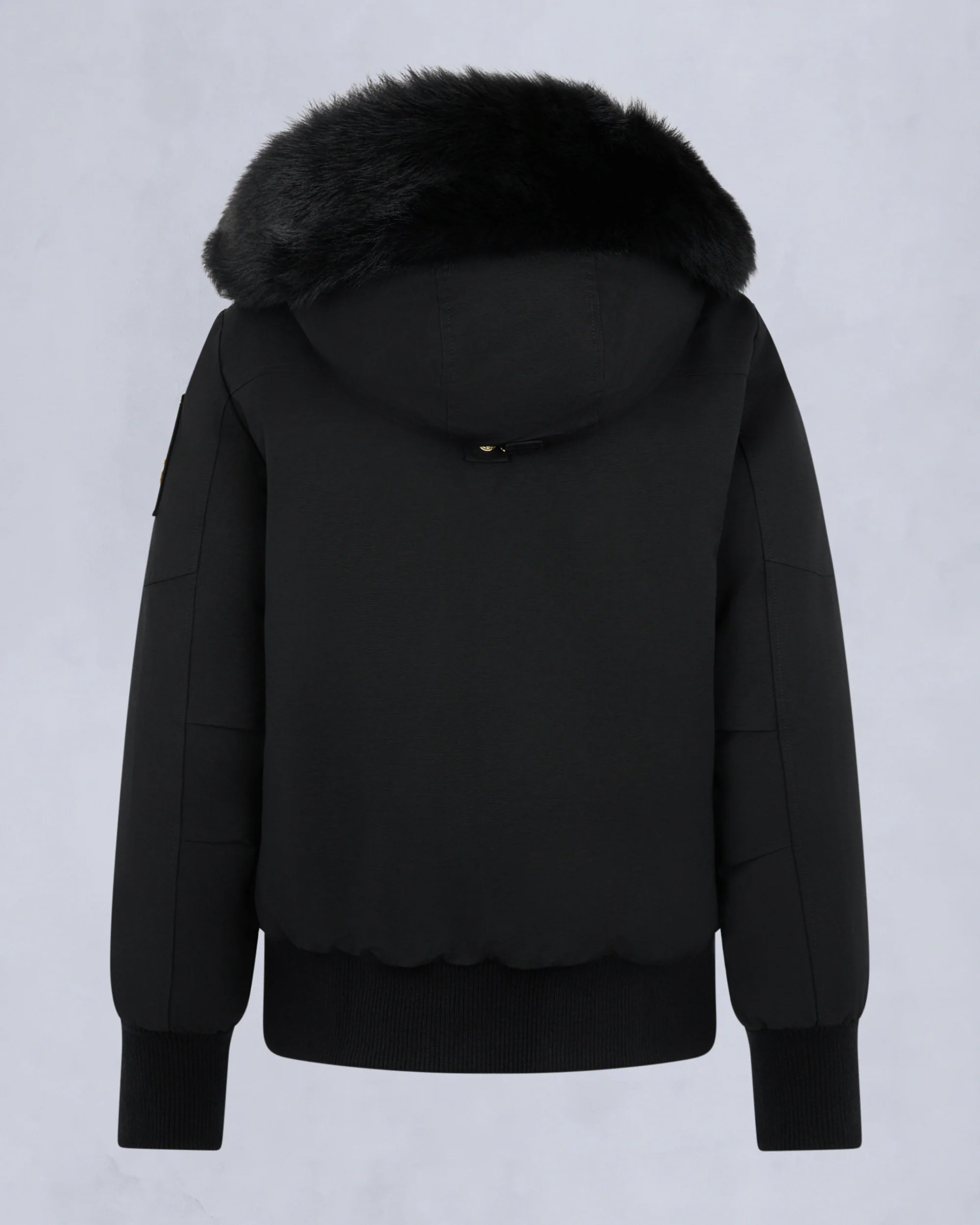 GOLD SERIES ORIGINAL SAINTE FLAVIE SHEARLING TRIM BOMBER JACKET-BLACK/BLACK - Image 5