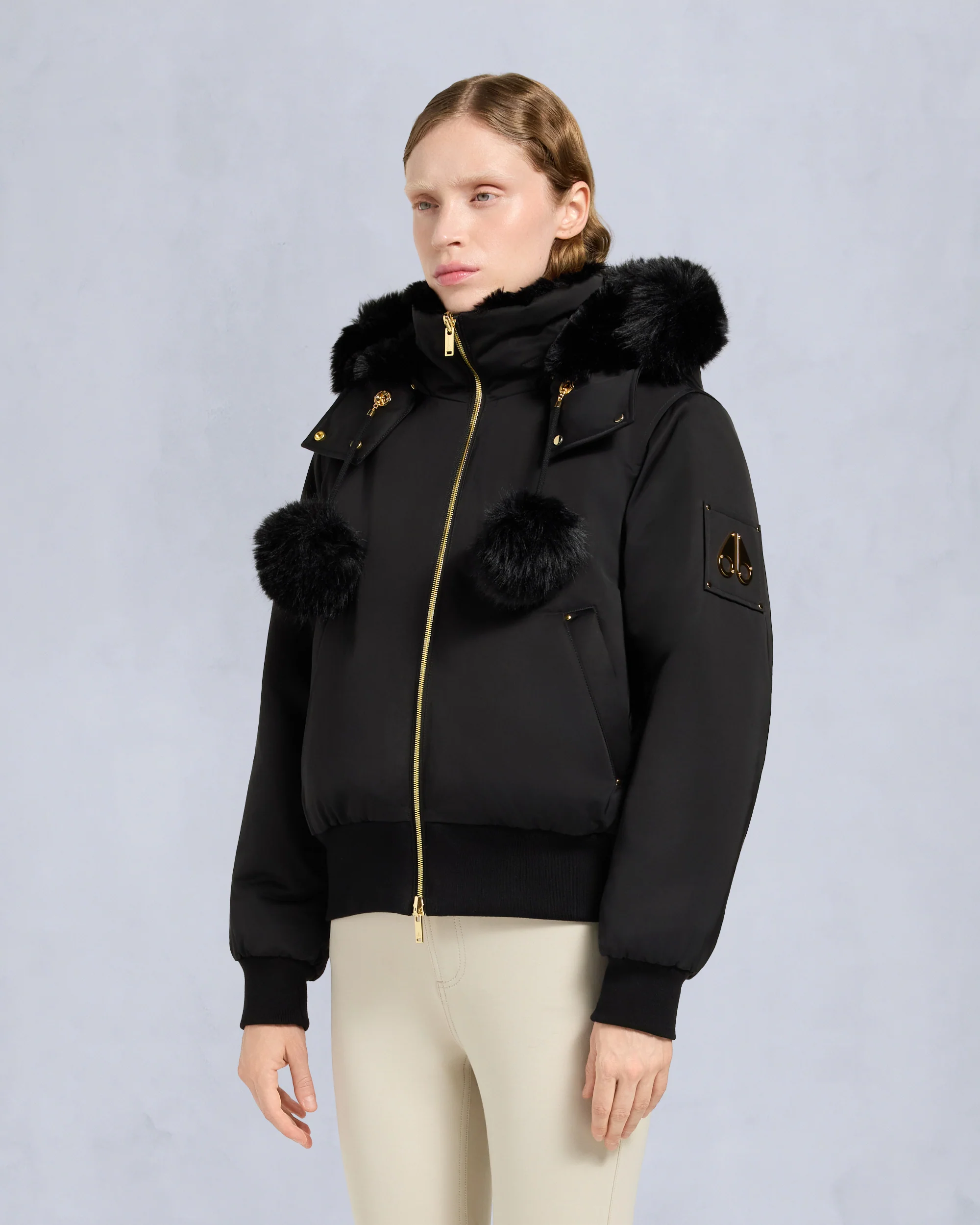 GOLD SERIES ORIGINAL SATIN DEBBIE BOMBER JACKET-BLACK - Image 2