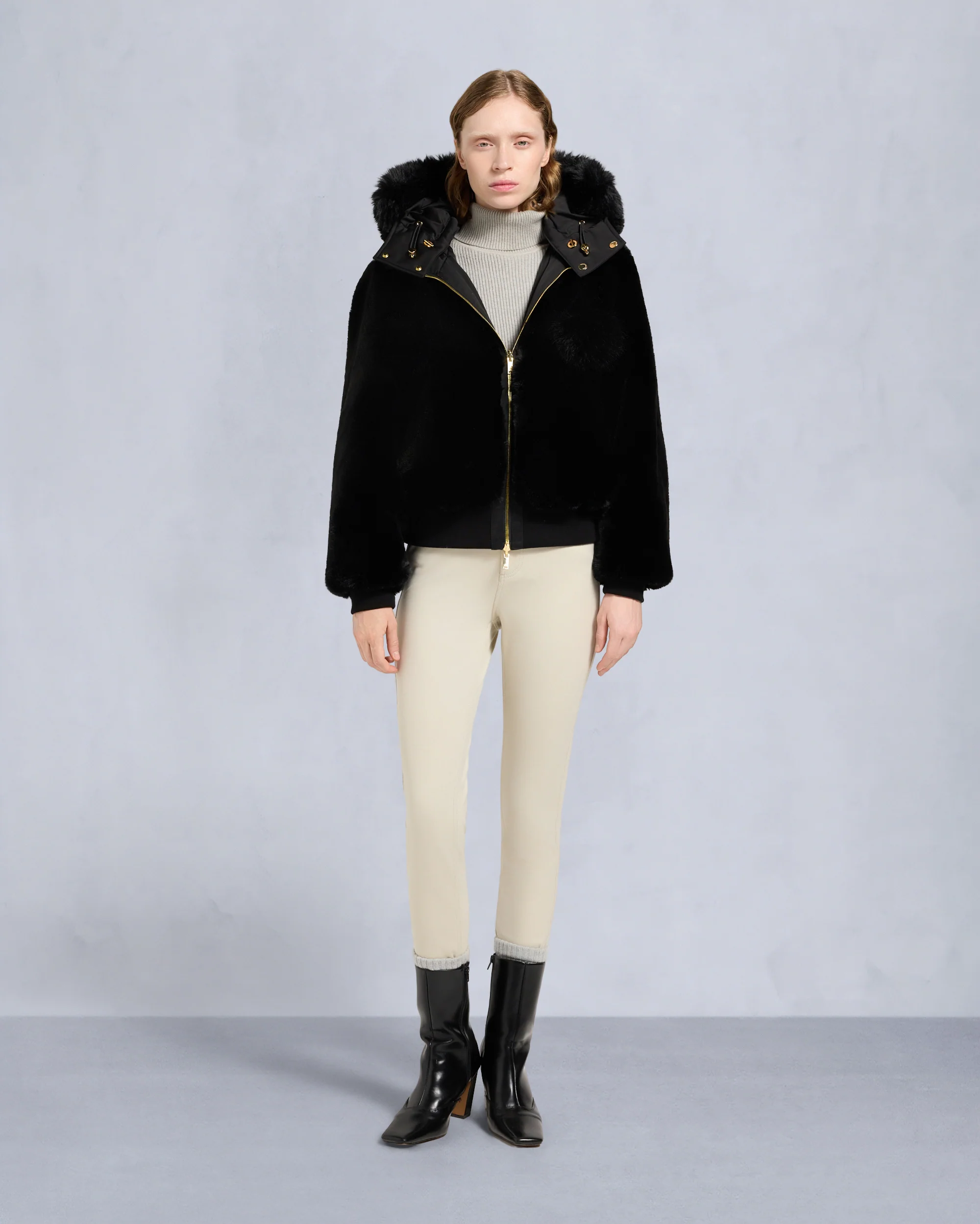 GOLD SERIES ORIGINAL SATIN DEBBIE BOMBER JACKET-BLACK - Image 6