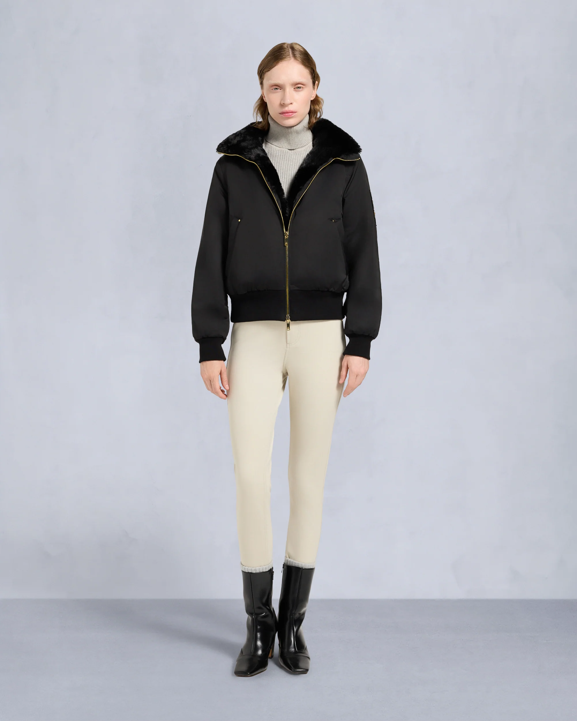 GOLD SERIES ORIGINAL SATIN DEBBIE BOMBER JACKET-BLACK - Image 9