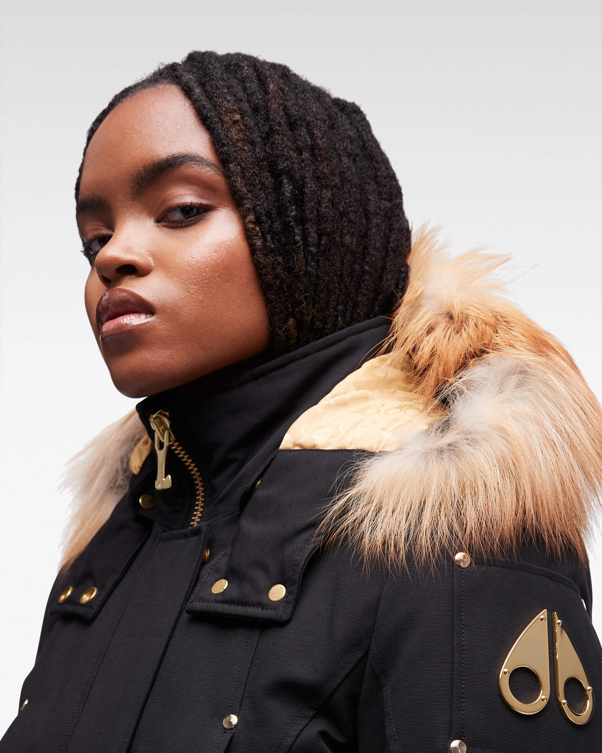 GOLD STIRLING PARKA FUR-BLACK W/ GOLD - Image 4