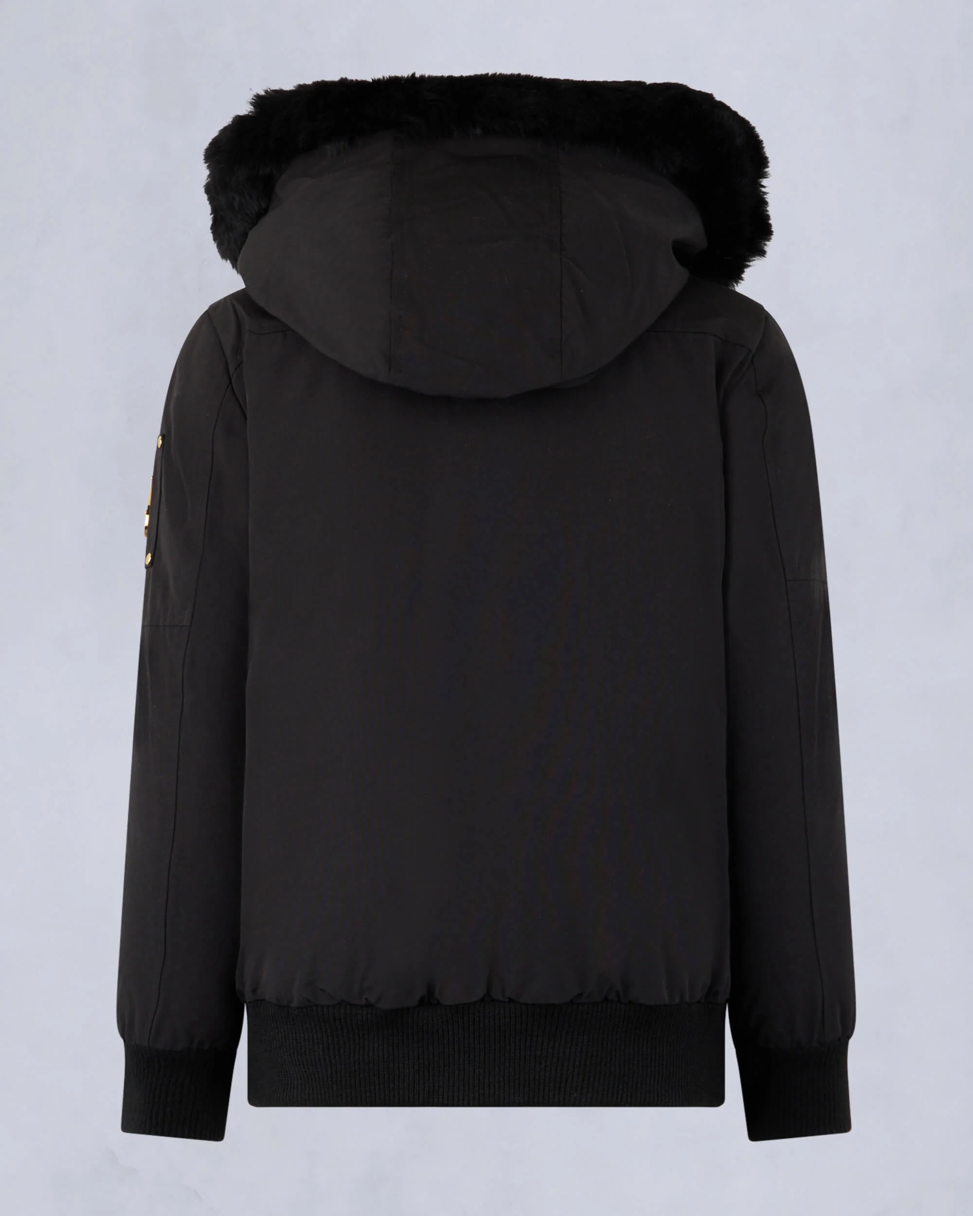 KIDS UNISEX ORIGINAL GOLD SERIES SHEARLING TRIM BOMBER JACKET-BLACK/BLACK - Image 5