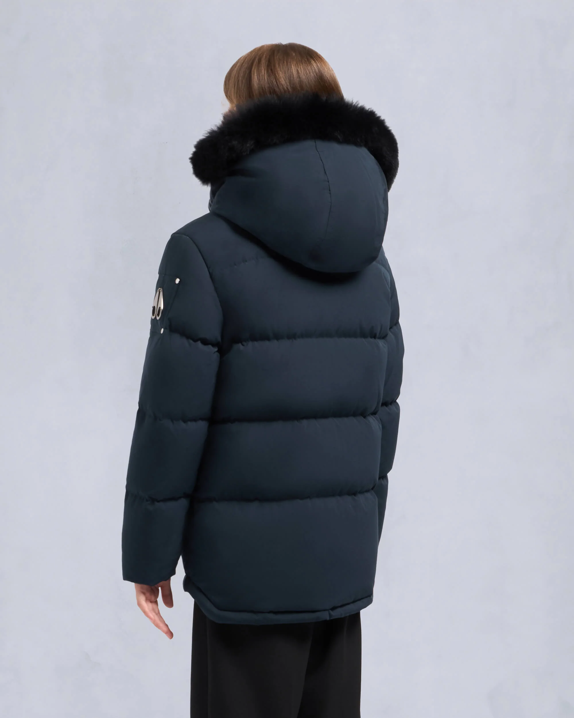 KIDS UNISEX ORIGINAL SHEARLING TRIM 3Q JACKET-NAVY/BLACK - Image 3