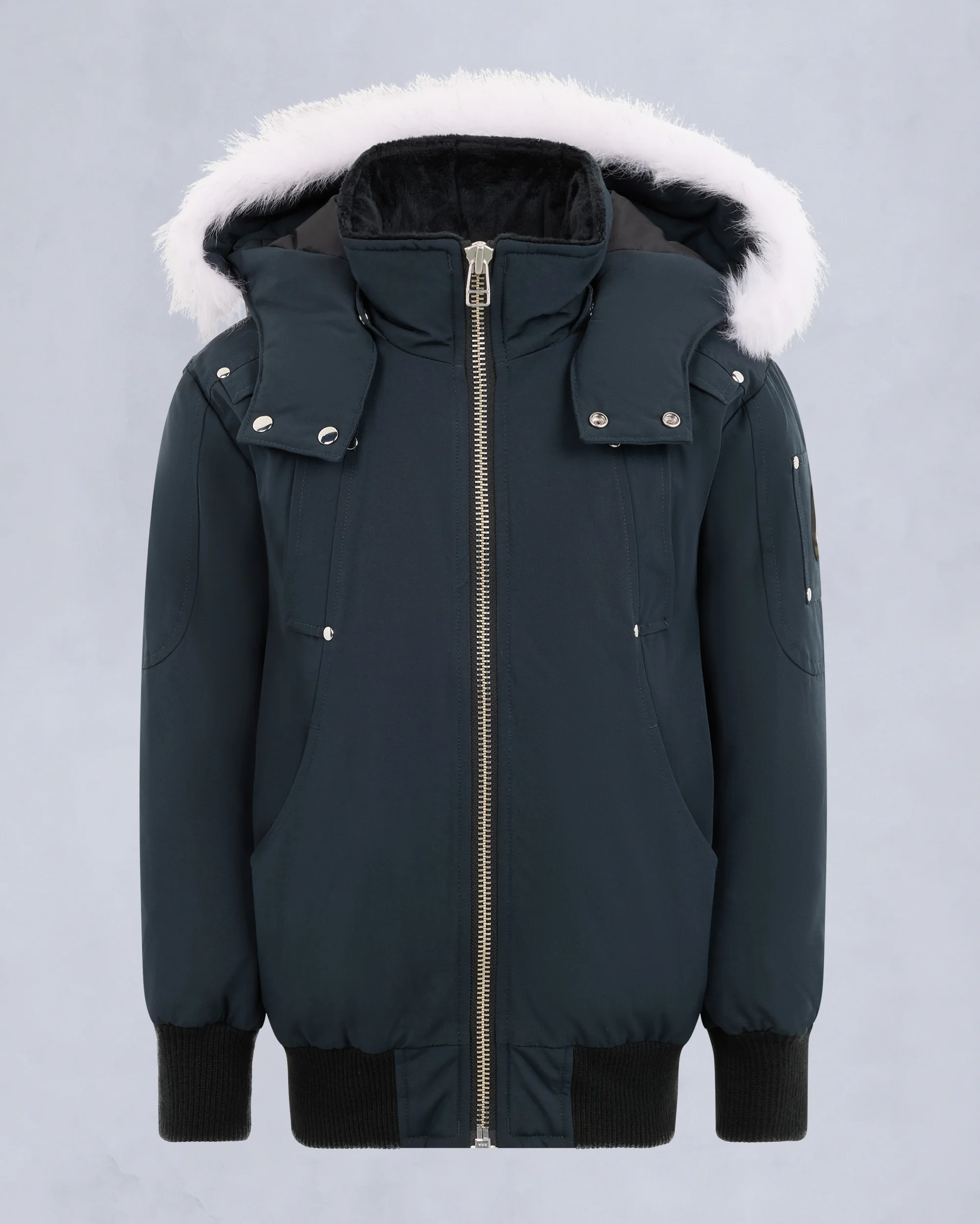 KIDS UNISEX ORIGINAL SHEARLING TRIM BOMBER -NAVY/NATURAL - Image 9