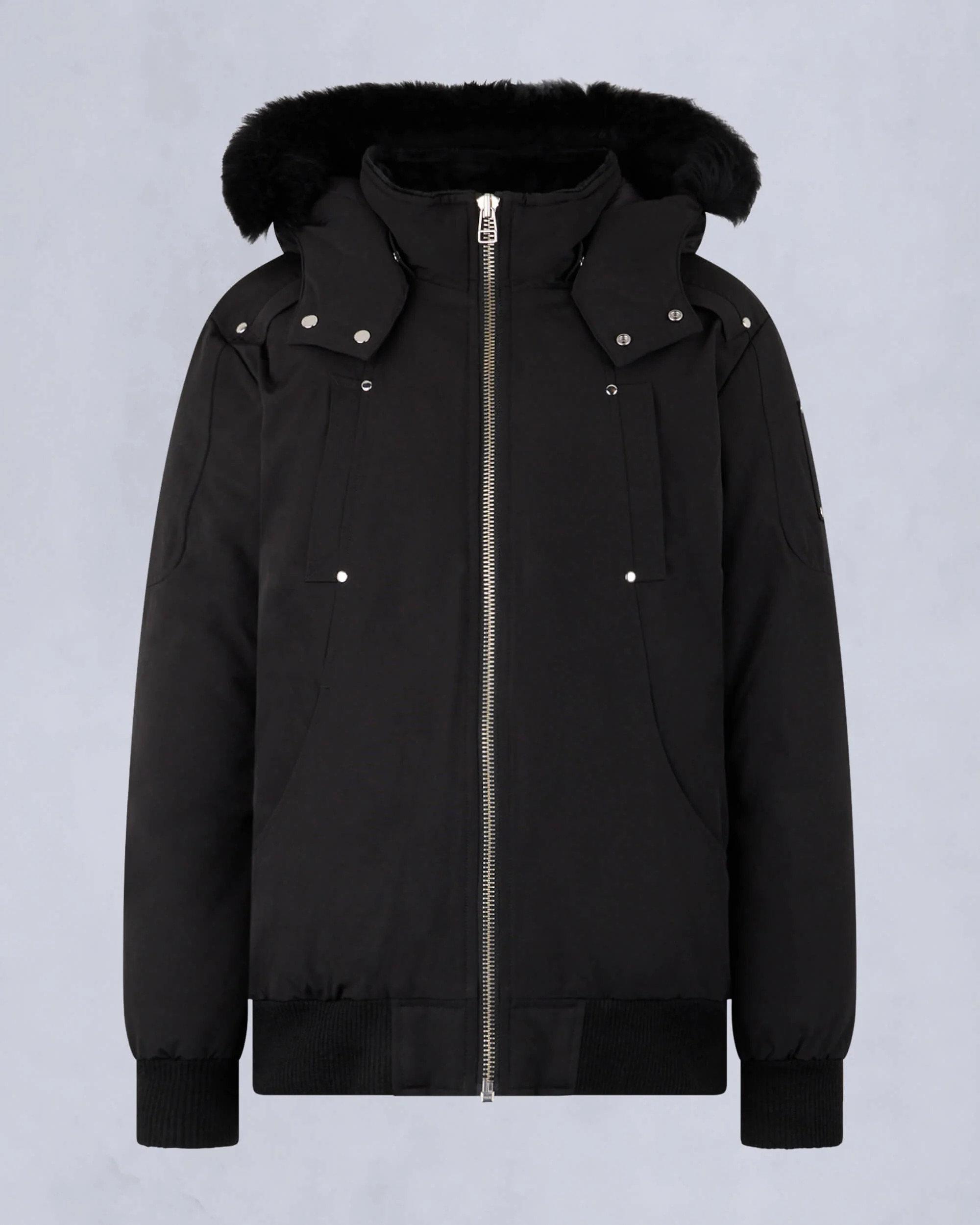 KIDS UNISEX ORIGINAL SHEARLING TRIM BOMBER -BLACK/BLACK - Image 6