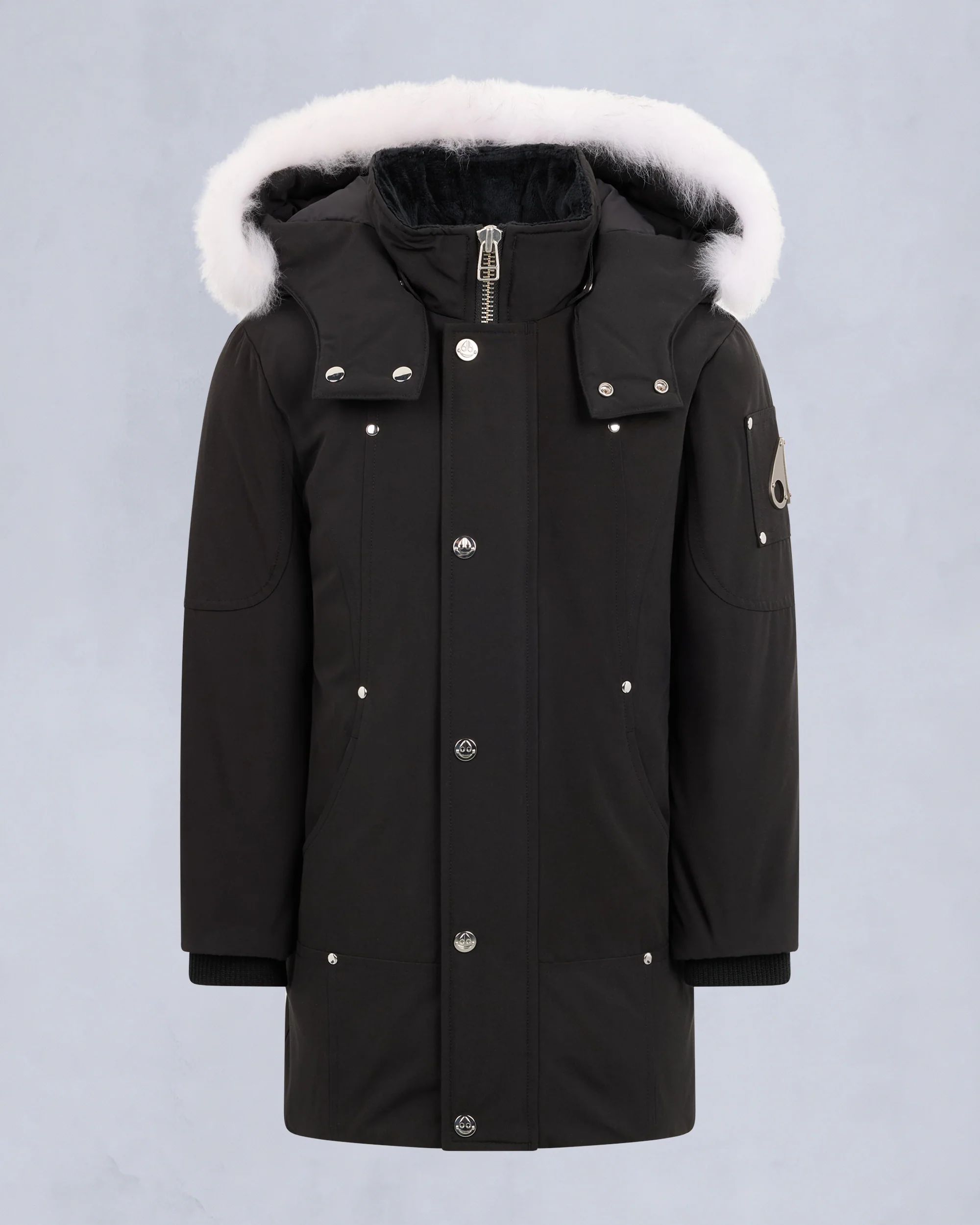 KIDS UNISEX ORIGINAL SHEARLING TRIM PARKA-BLACK/NATURAL - Image 7