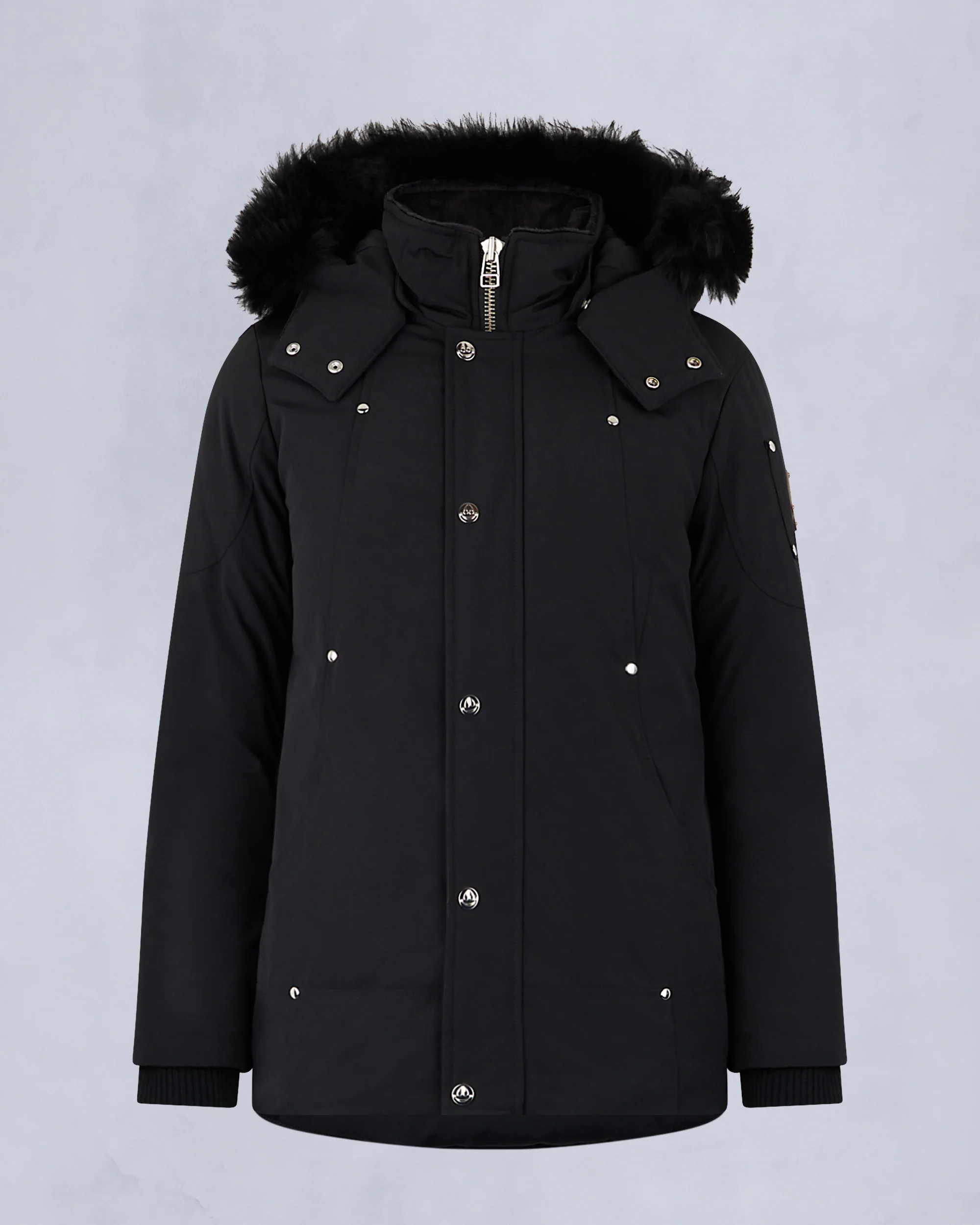 KIDS UNISEX ORIGINAL SHEARLING TRIM PARKA-BLACK/BLACK - Image 9