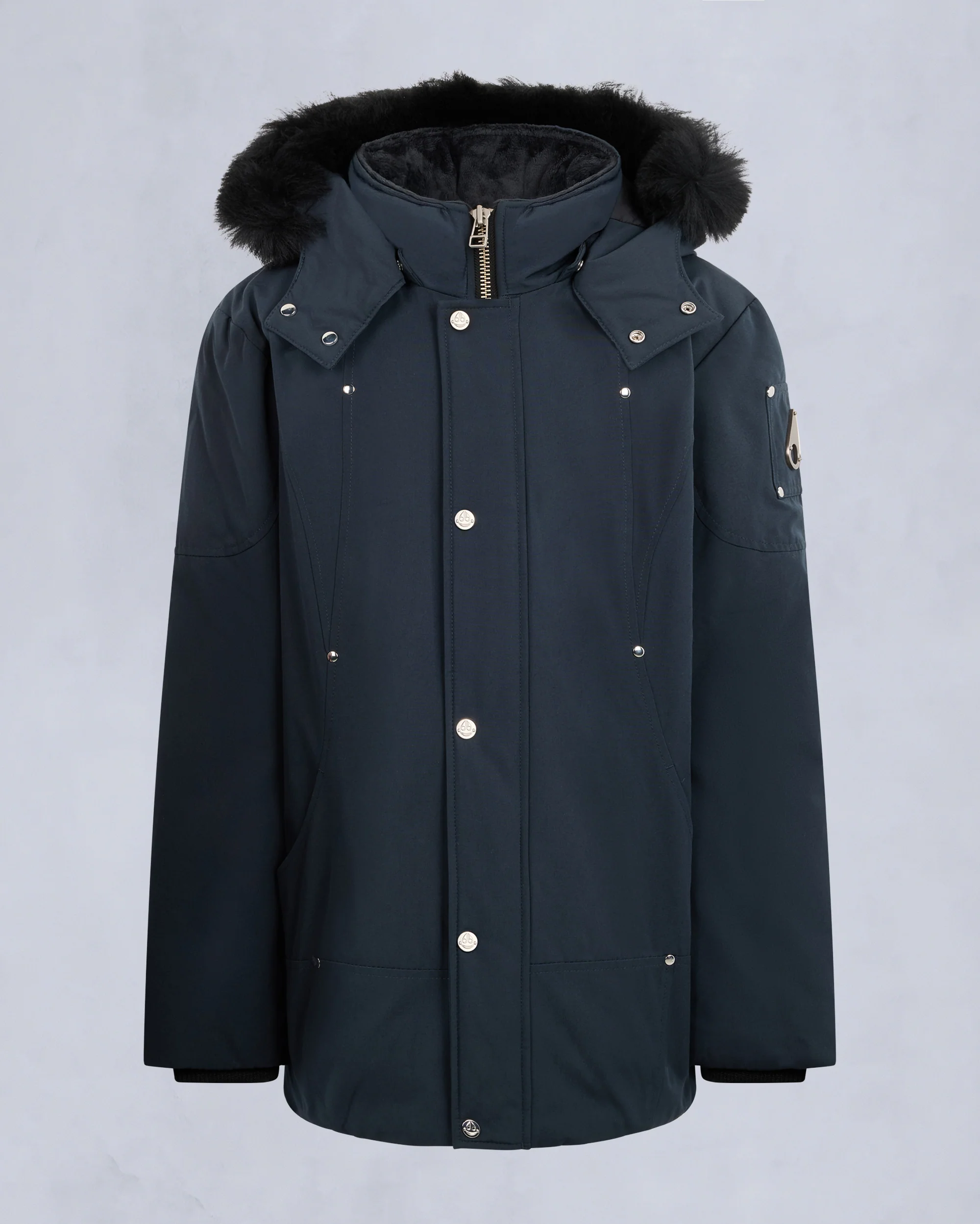 KIDS UNISEX ORIGINAL SHEARLING TRIM PARKA-NAVY/BLACK - Image 9