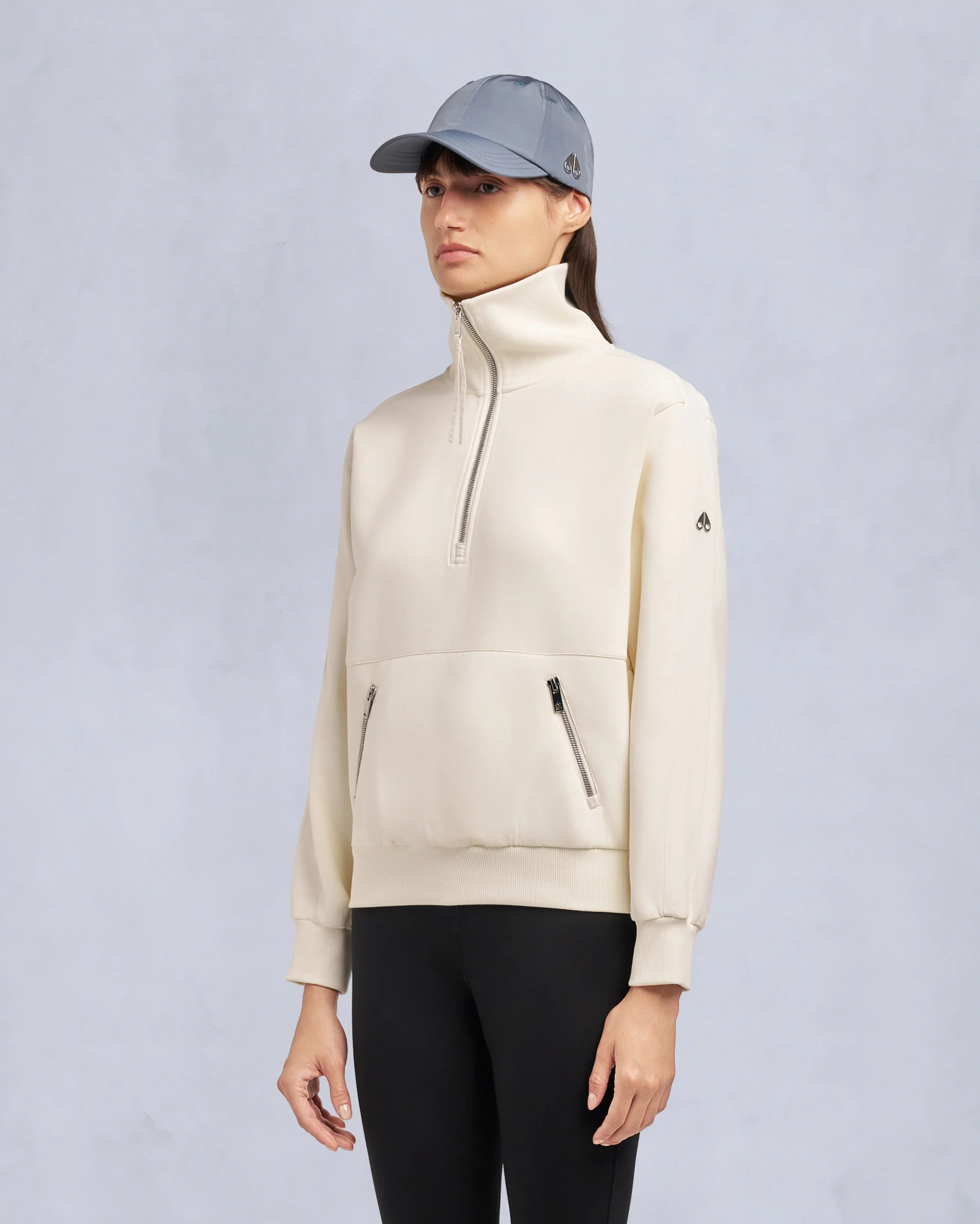 MIX MEDIA QUARTER ZIP SWEATER-PLASTER - Image 2