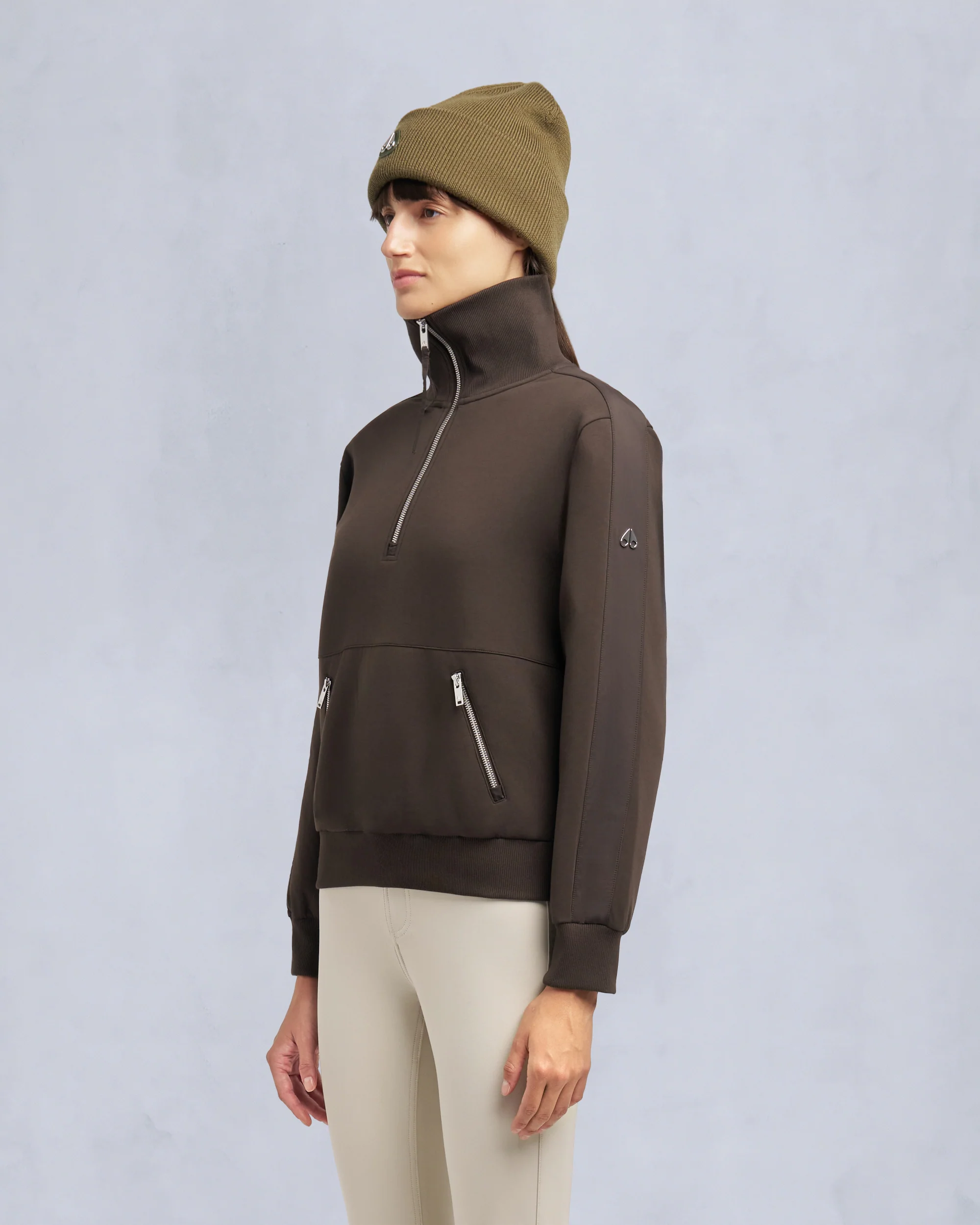 MIX MEDIA QUARTER ZIP SWEATER-ESPRESSO - Image 2