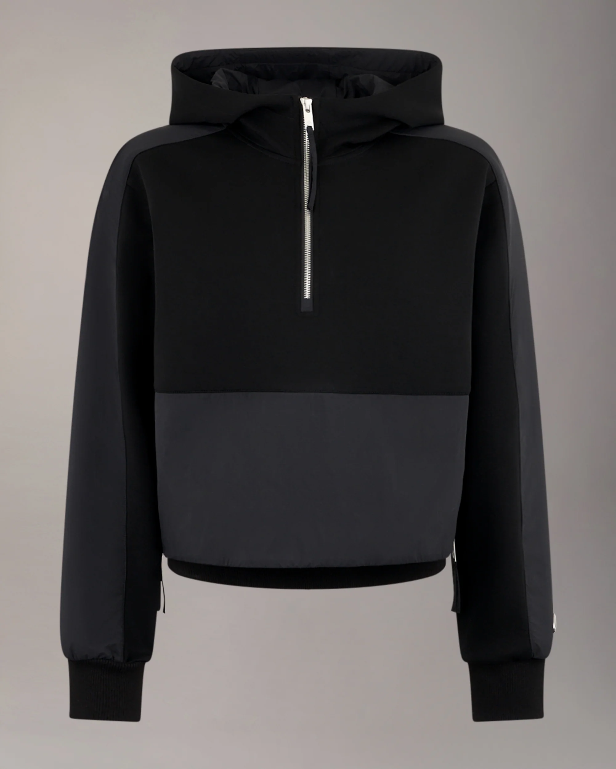 MIXED MEDIA NEOPRENE HOODIE-BLACK - Image 7