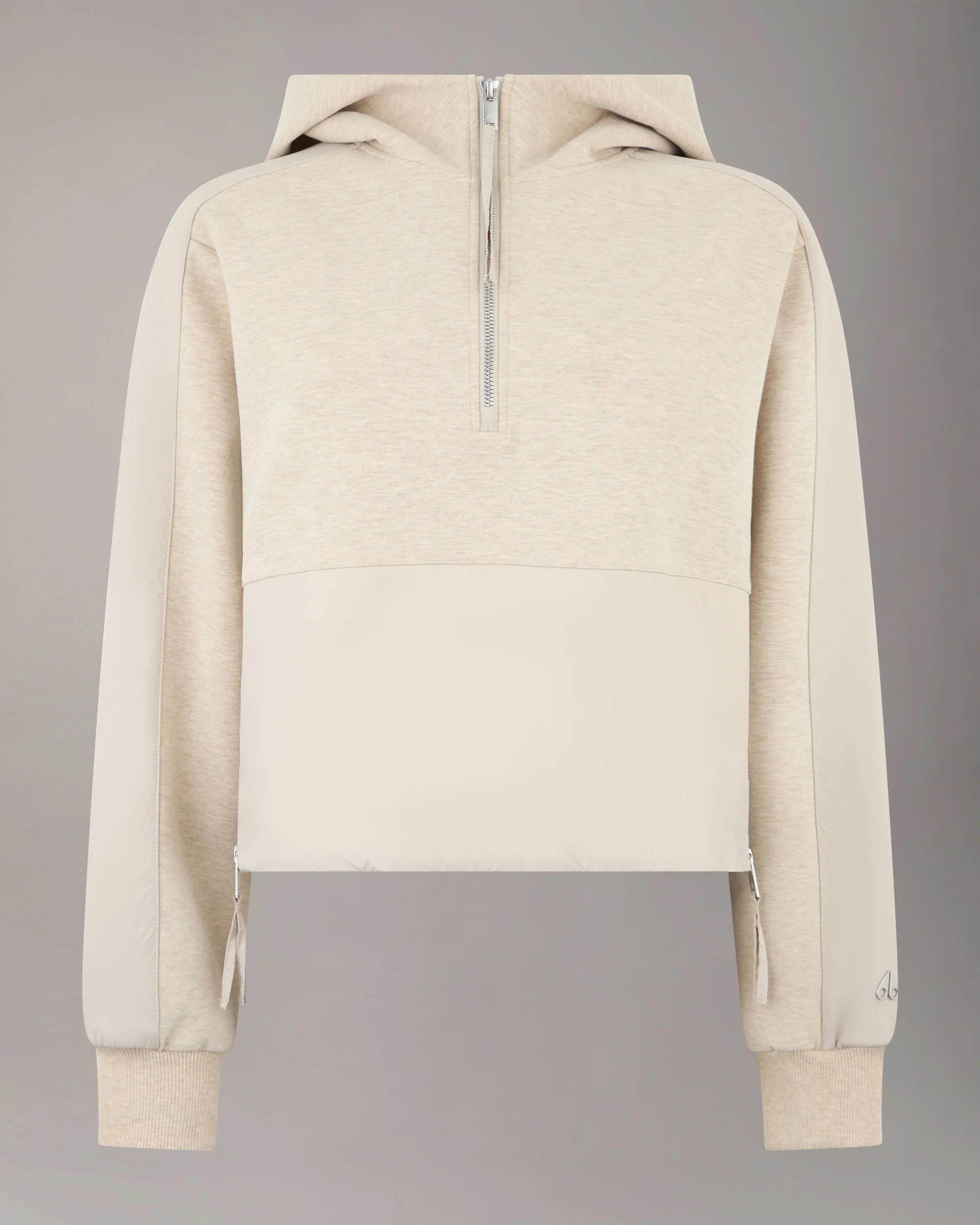 MIXED MEDIA NEOPRENE HOODIE-OAT MELANGE - Image 7