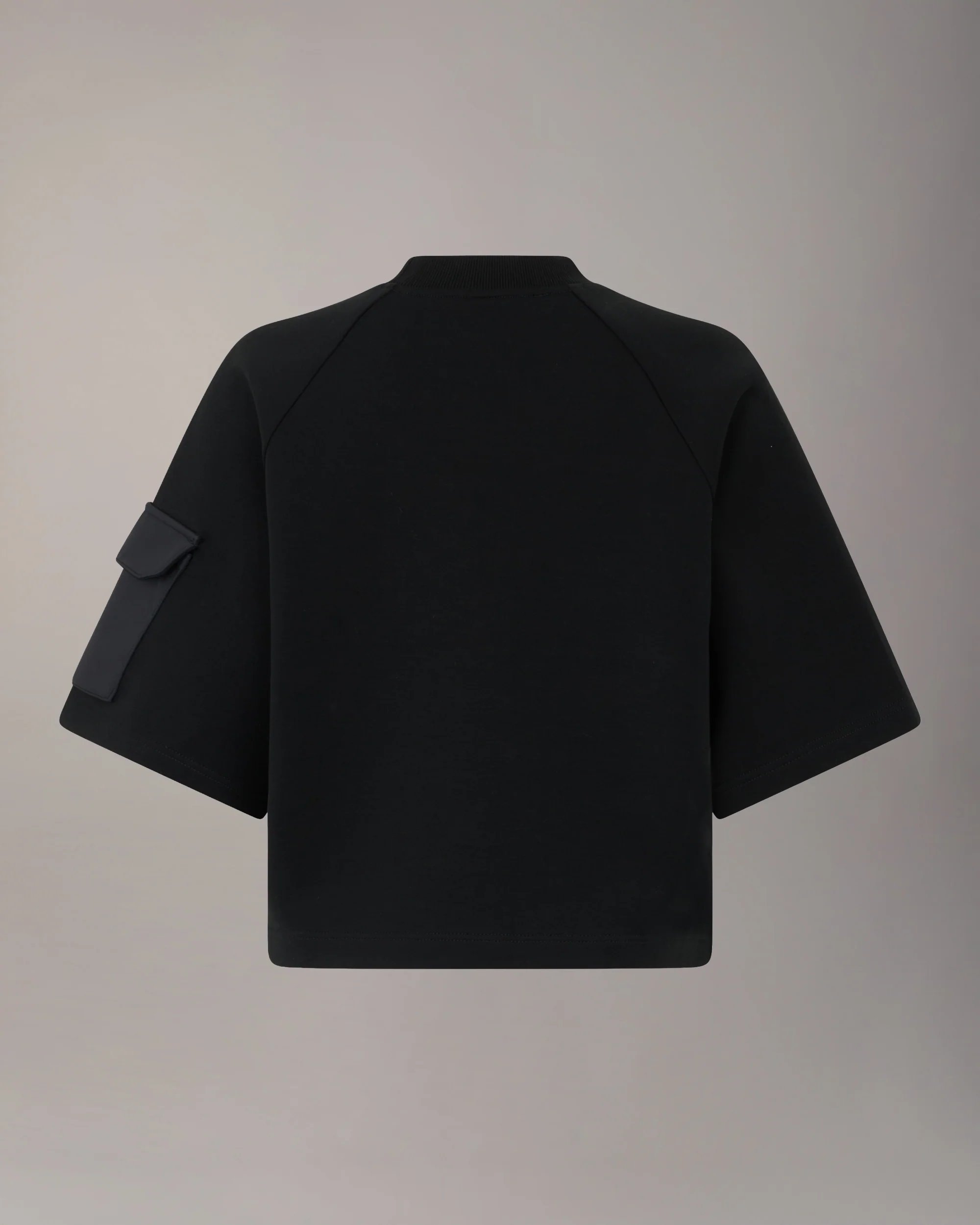 MIXED MEDIA NEOPRENE T-SHIRT-BLACK - Image 5