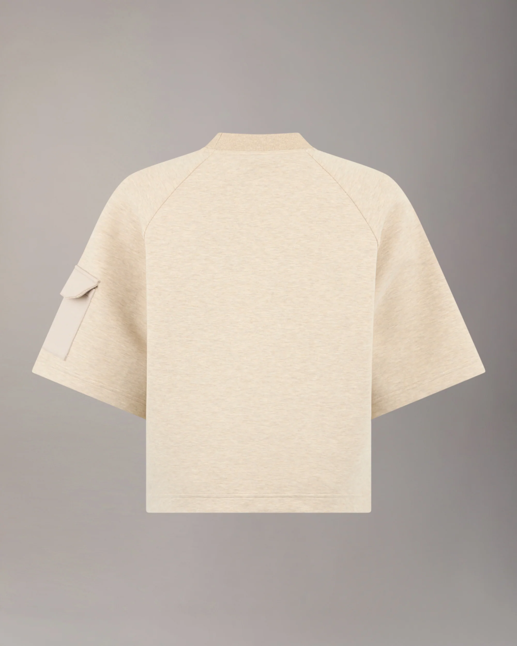 MIXED MEDIA NEOPRENE T-SHIRT-OAT MELANGE - Image 5