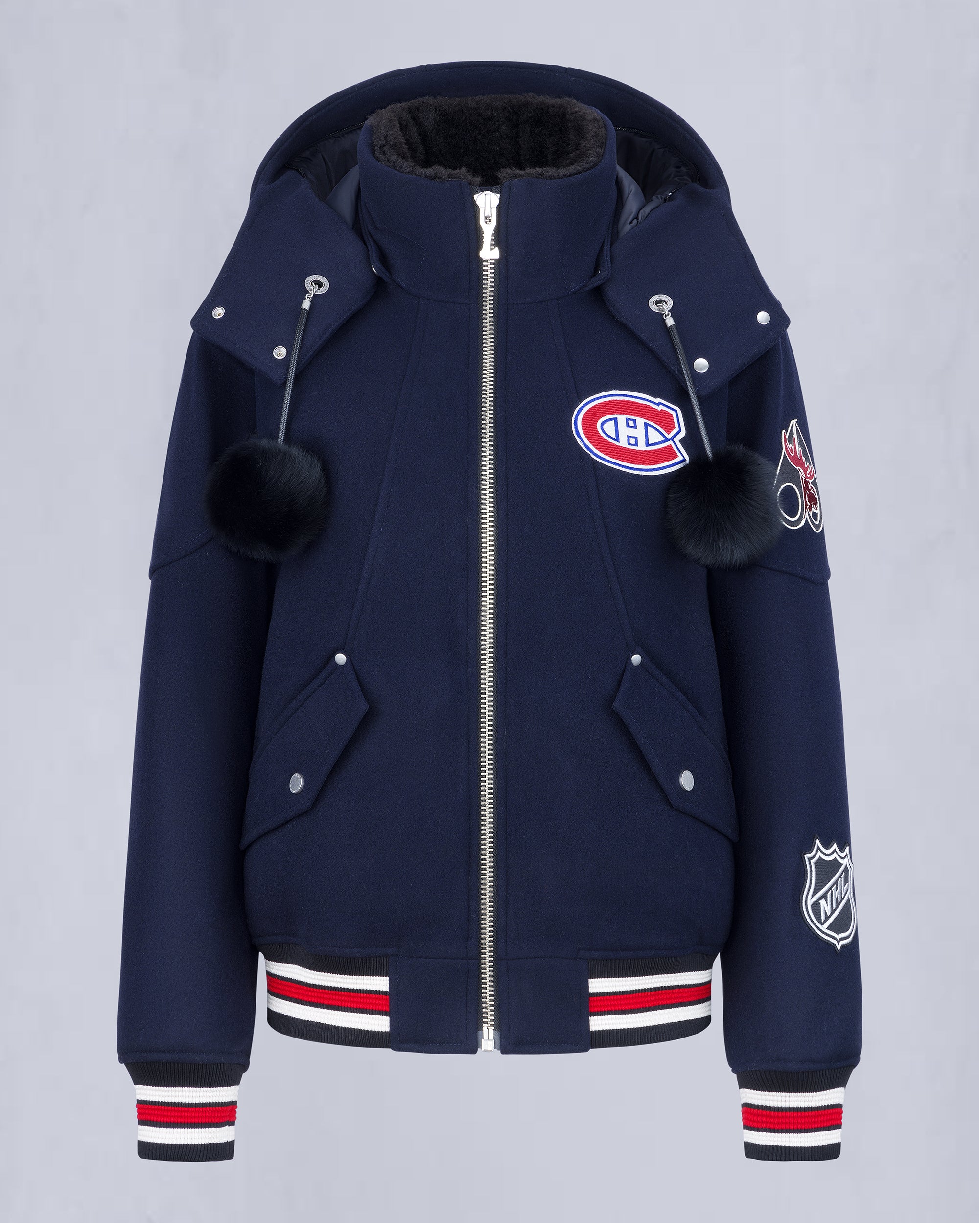 NHL X MOOSE KNUCKLES CANADIENS BOMBER JACKET-NAVY/RED/BONE/BLACK - Image 6
