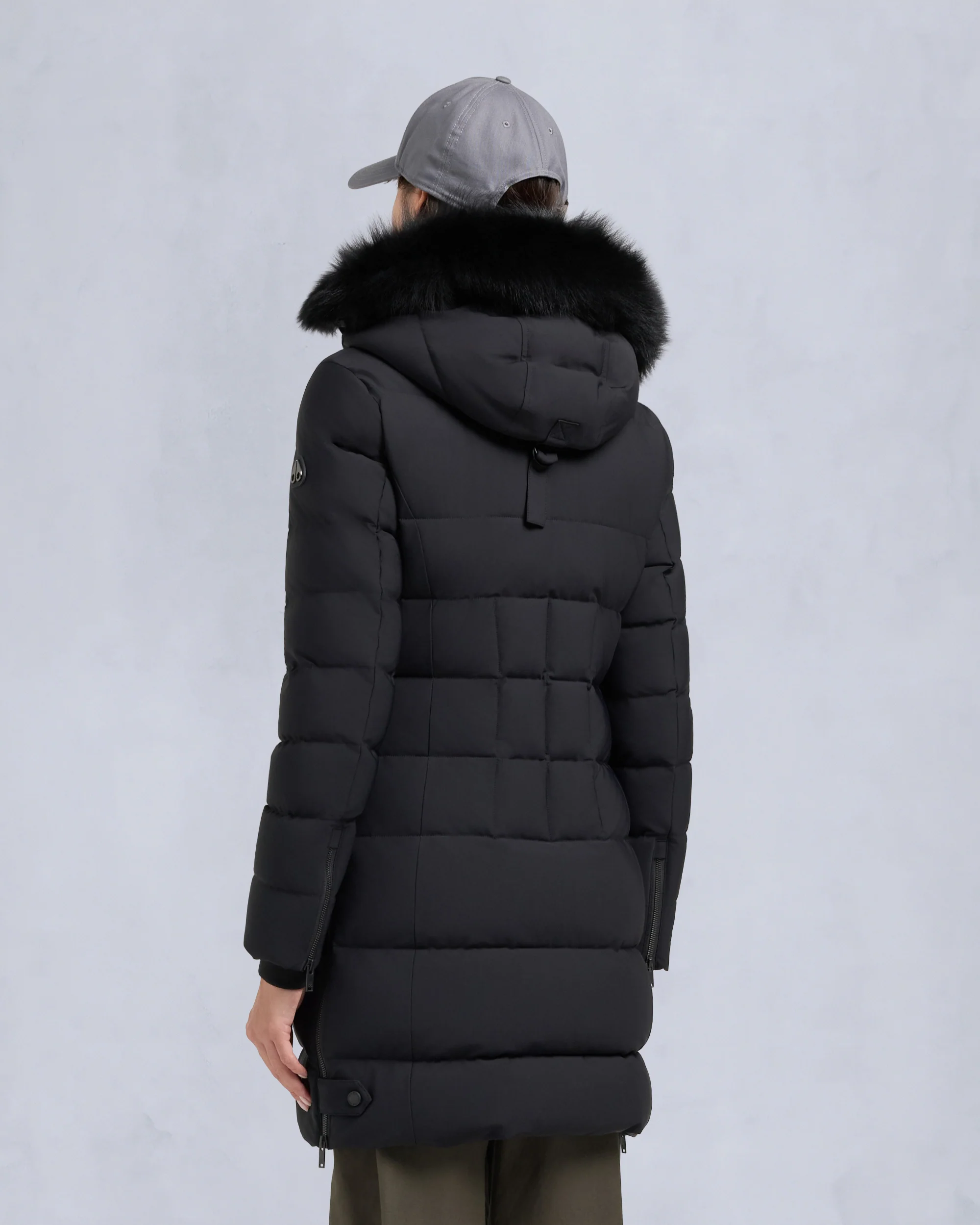 NYLUXE WATERSHED SHEARLING TRIM PARKA-BLACK/BLACK - Image 3