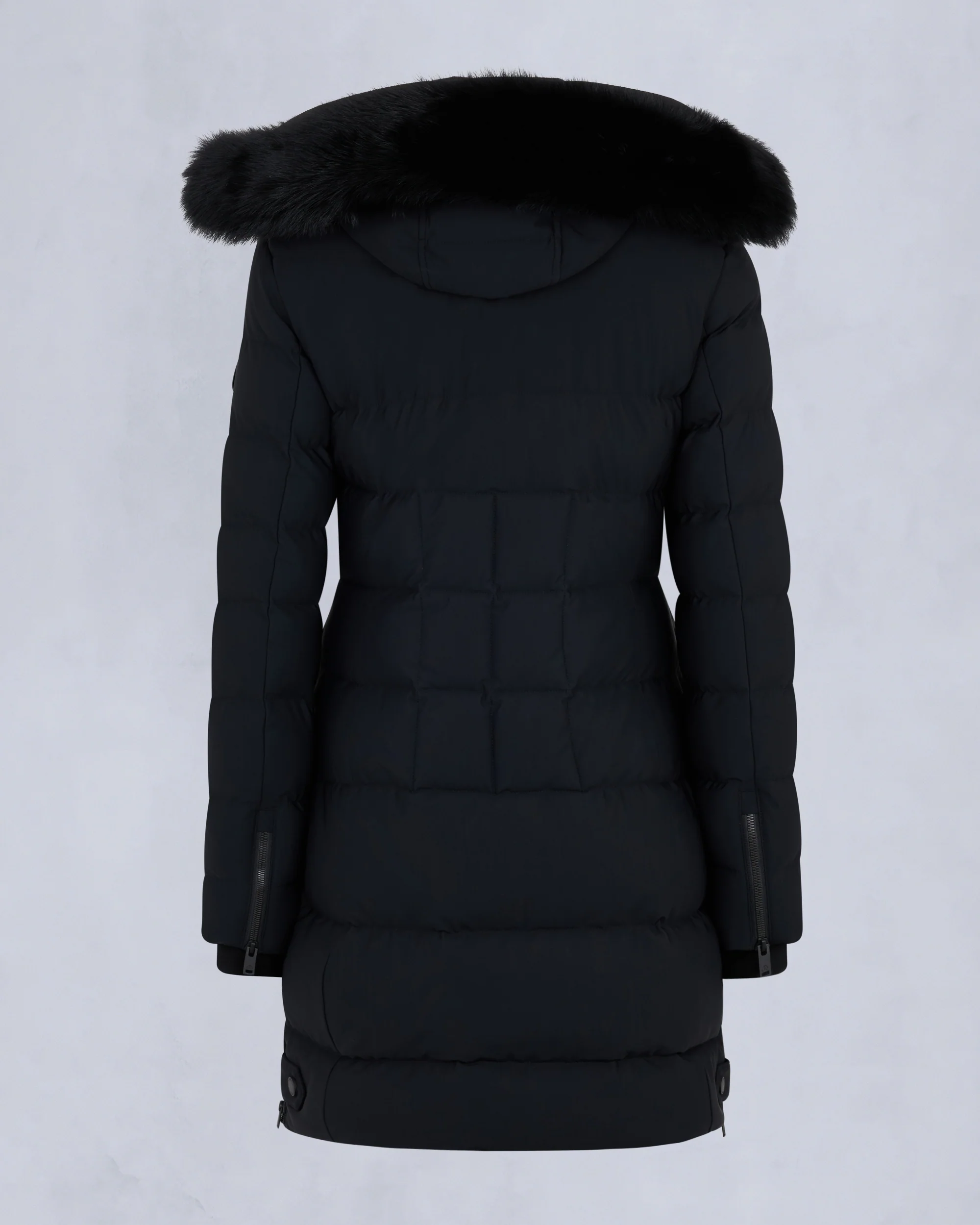 NYLUXE WATERSHED SHEARLING TRIM PARKA-BLACK/BLACK - Image 5