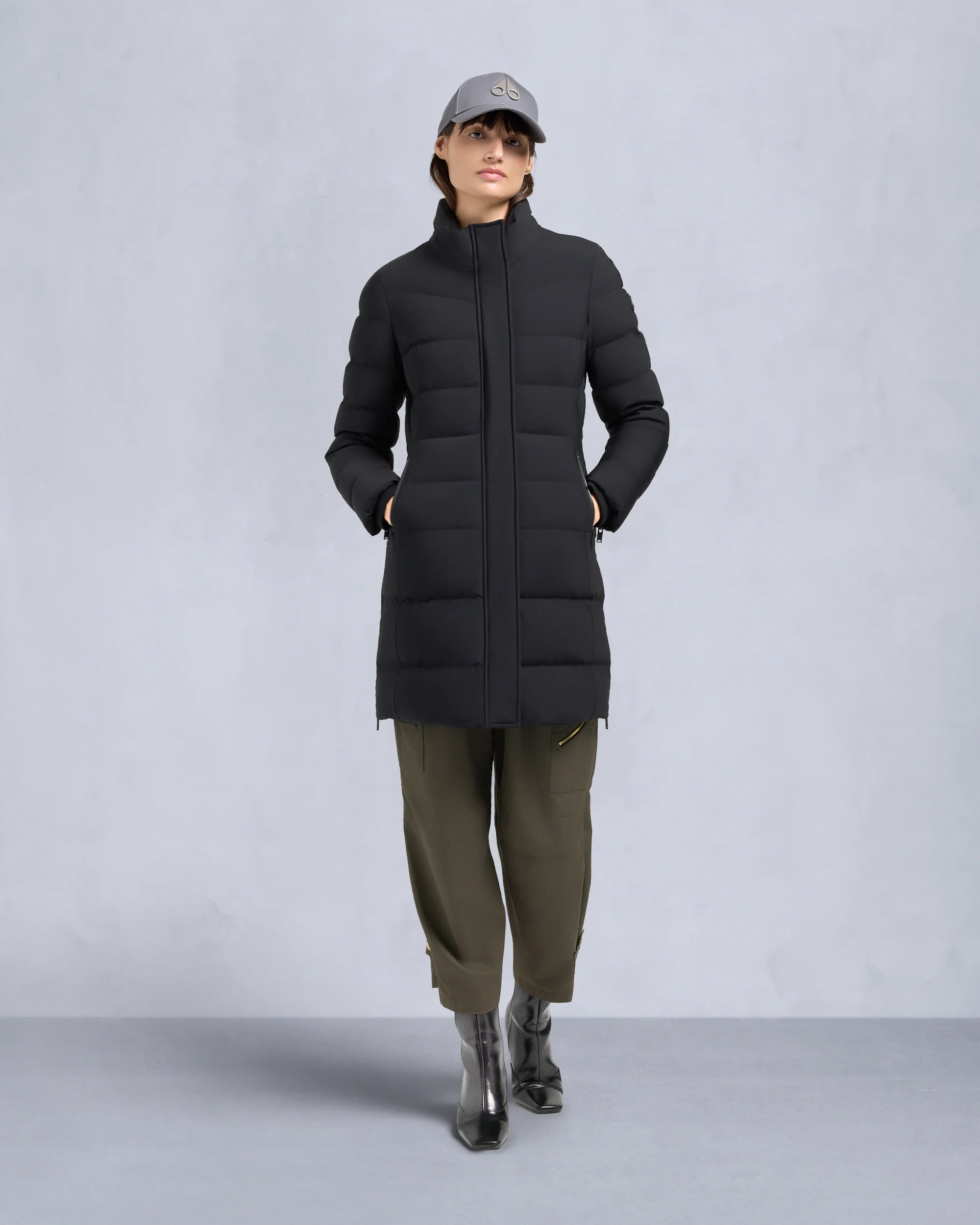NYLUXE WATERSHED SHEARLING TRIM PARKA-BLACK/BLACK - Image 6