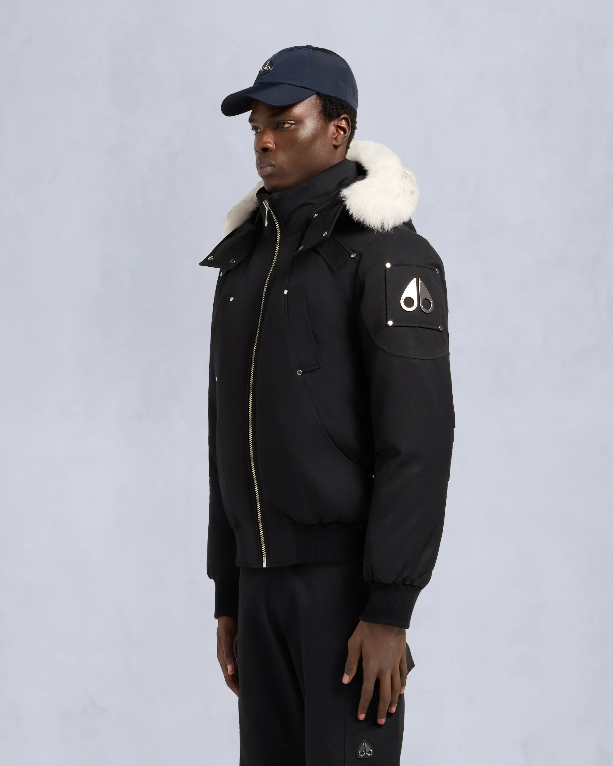 ORIGINAL BALLISTIC SHEARLING TRIM BOMBER JACKET-BLACK/NATURAL - Image 2