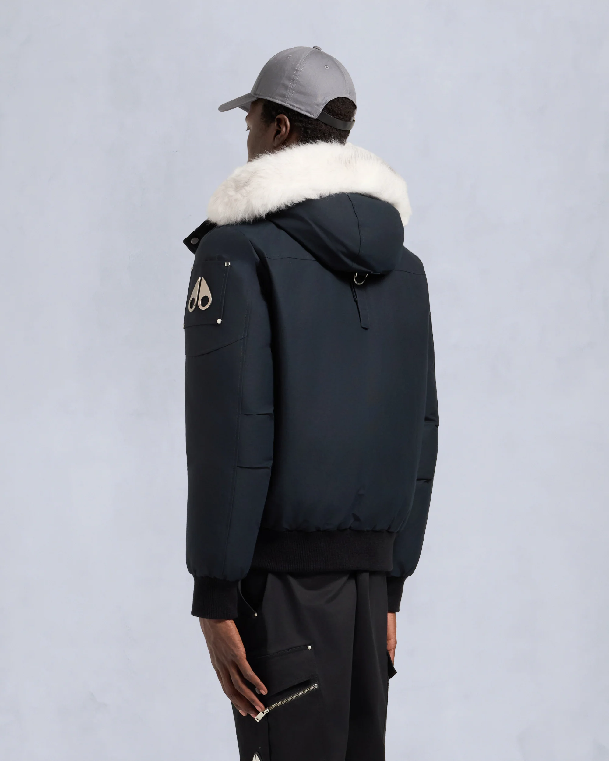 ORIGINAL BALLISTIC SHEARLING TRIM BOMBER JACKET-NAVY/NATURAL - Image 3