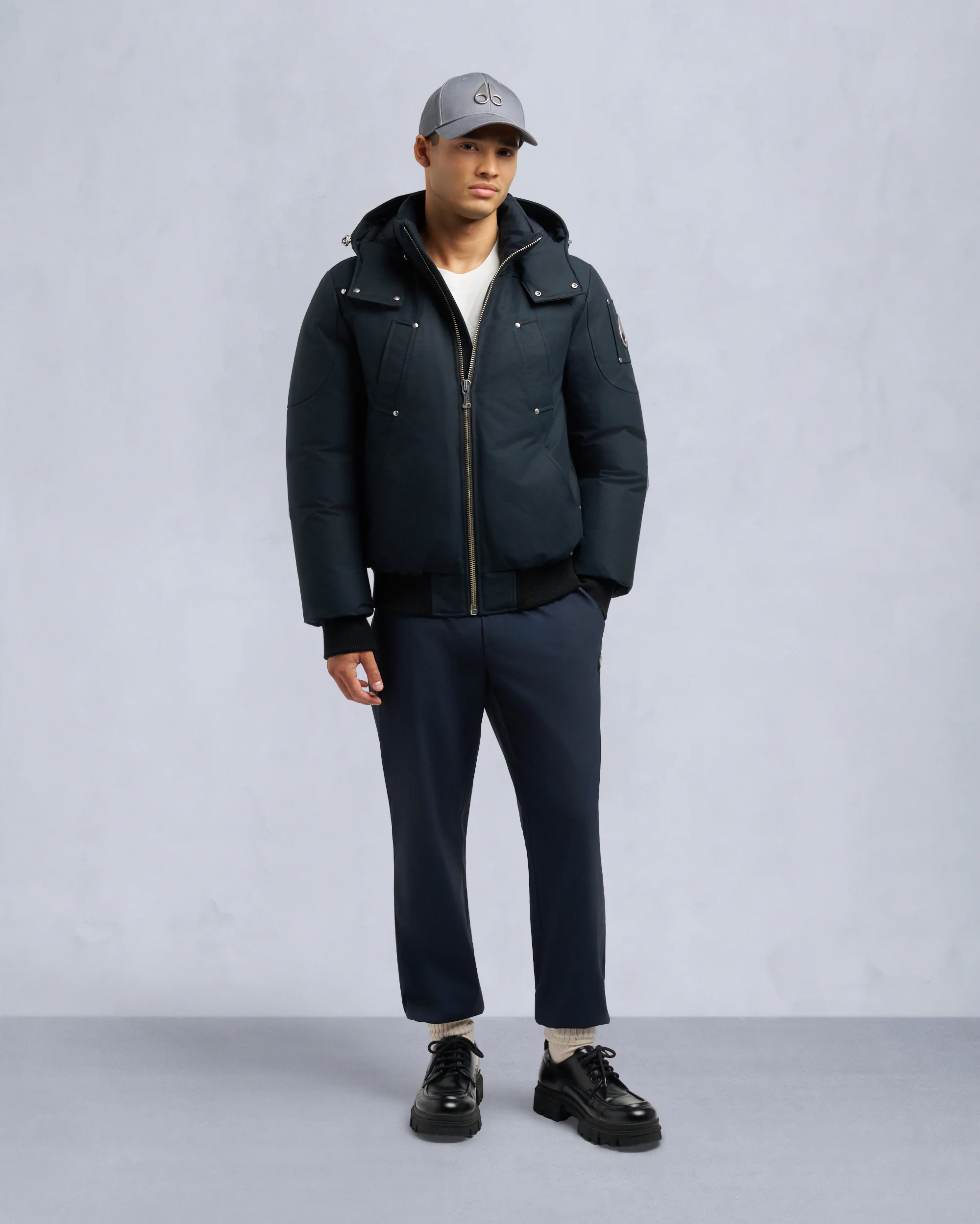 ORIGINAL BALLISTIC SHEARLING TRIM BOMBER JACKET-NAVY/BLACK - Image 6