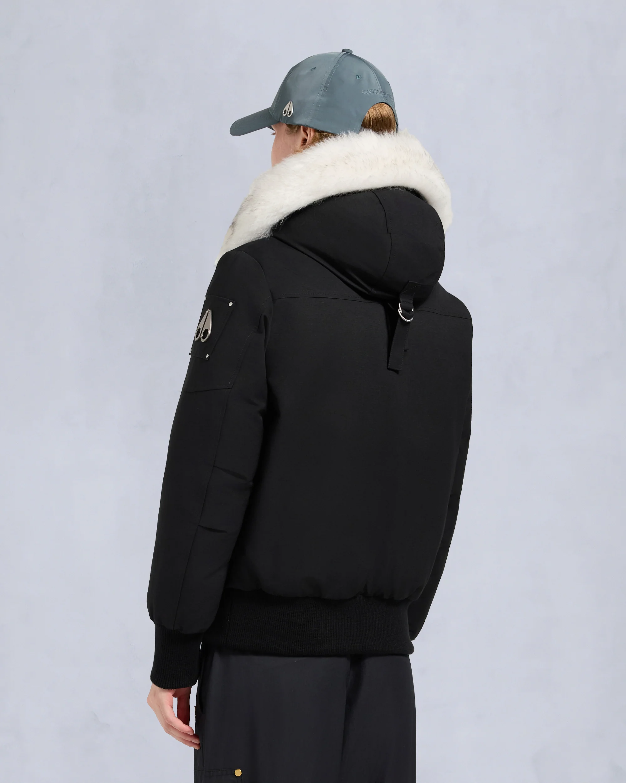 ORIGINAL DEBBIE SHEARLING TRIM BOMBER JACKET-BLACK/NATURAL - Image 3
