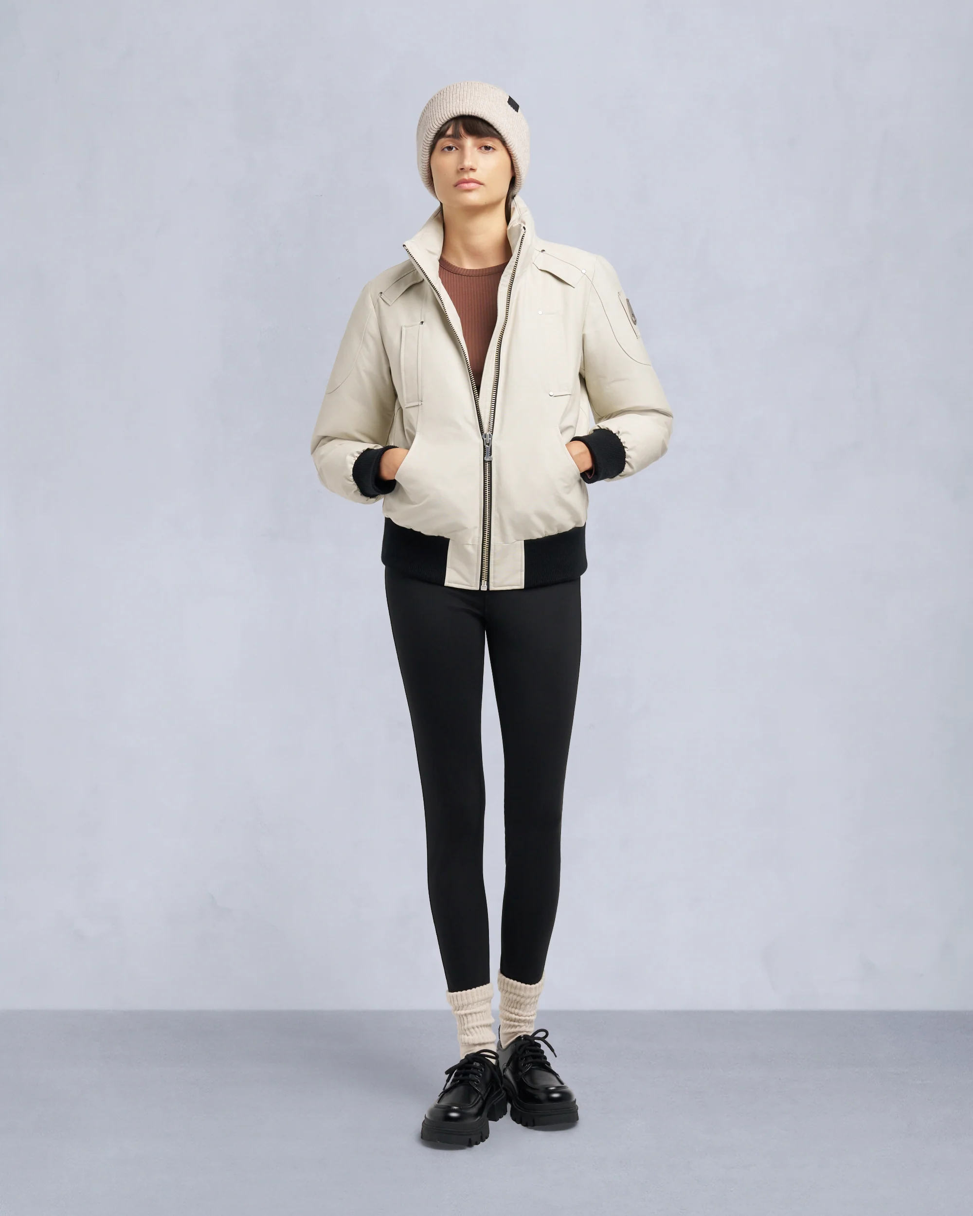 ORIGINAL DEBBIE SHEARLING TRIM BOMBER JACKET-ALABASTER - Image 7