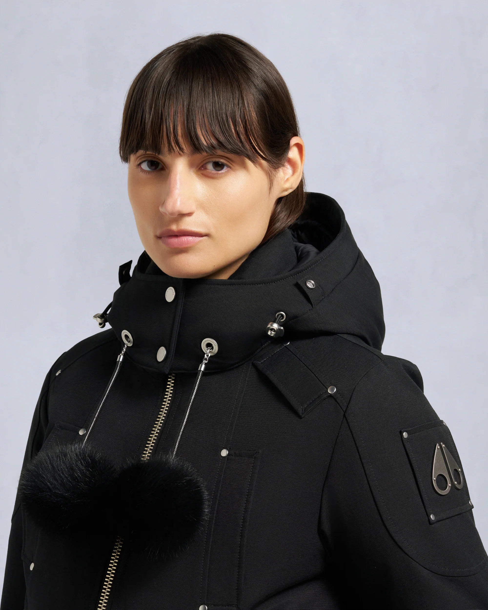 ORIGINAL DEBBIE SHEARLING TRIM BOMBER JACKET-BLACK/BLACK - Image 7