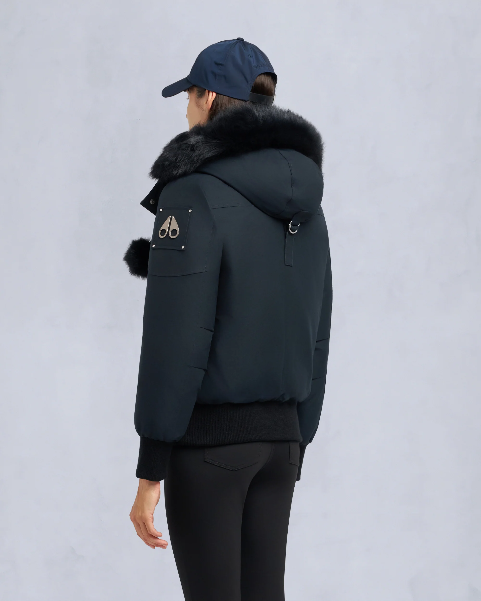 ORIGINAL DEBBIE SHEARLING TRIM BOMBER JACKET-NAVY/BLACK - Image 3