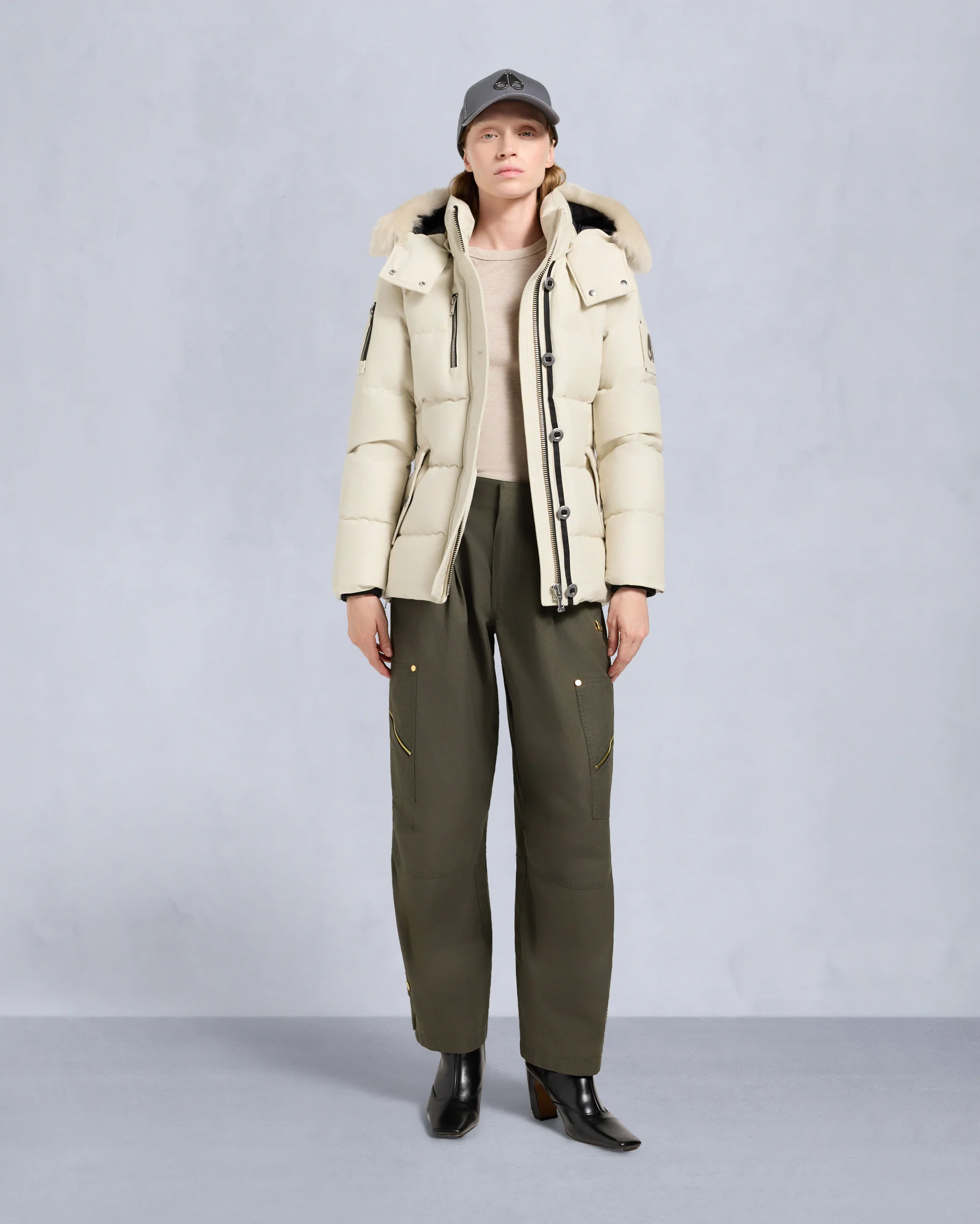 ORIGINAL SHEARLING TRIM 3Q JACKET-ALABASTER