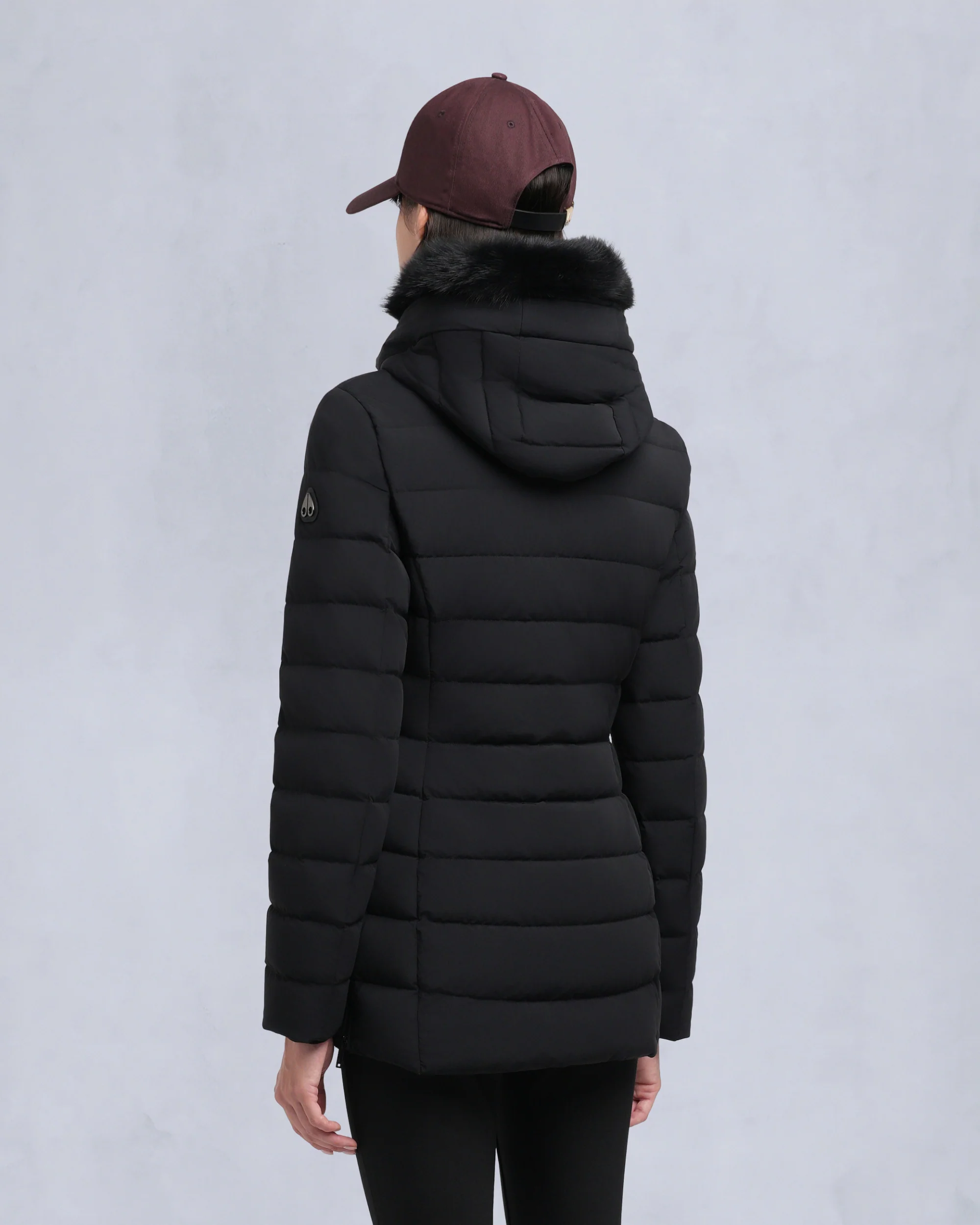 ROSELAWN SHEARLING TRIM JACKET-BLACK/BLACK - Image 3