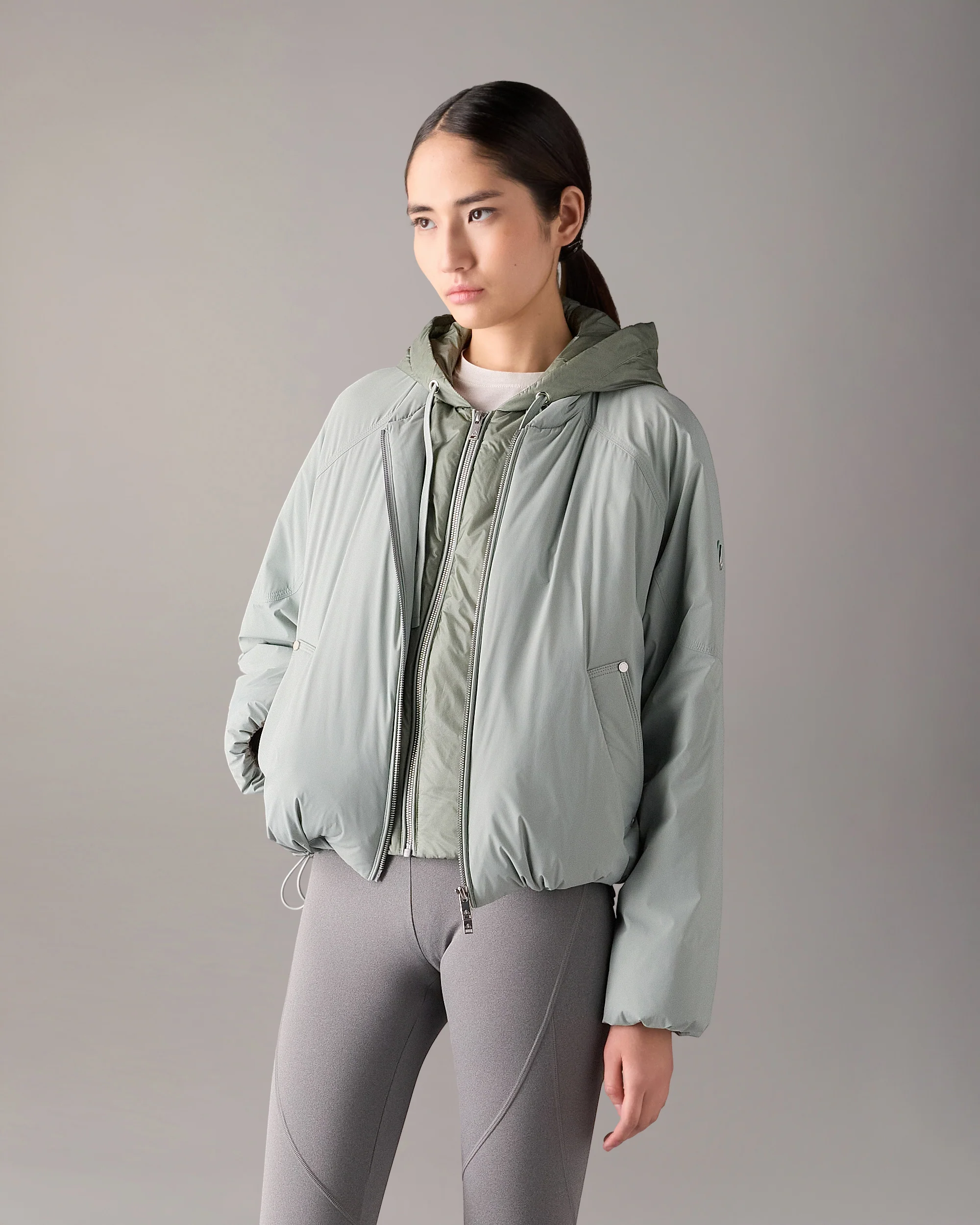 TEGAN DOWN BOMBER JACKET-DUSTY JADE/DUSTY JADE - Image 2