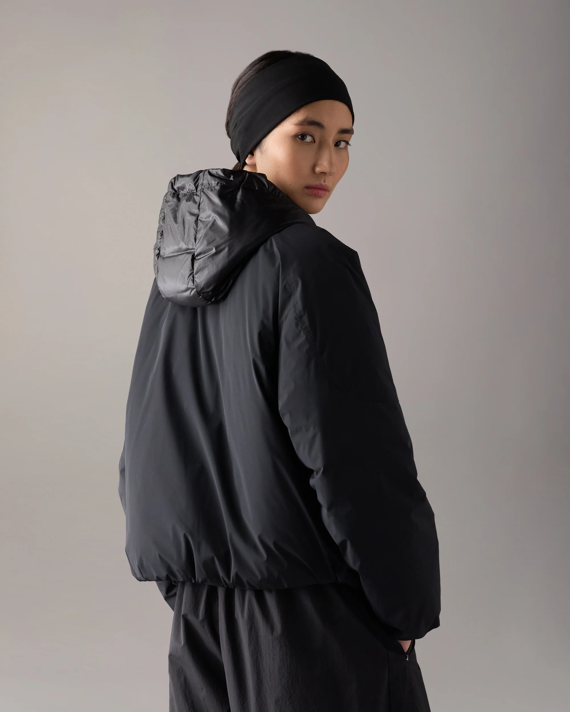 TEGAN DOWN BOMBER JACKET-BLACK - Image 3