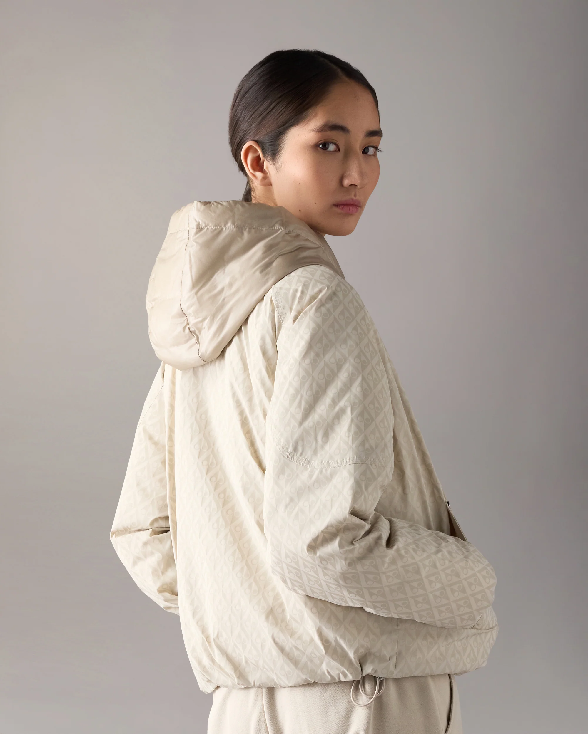 TEGAN DOWN BOMBER JACKET-ALABASTER MONOGRAM/ALABASTER - Image 3