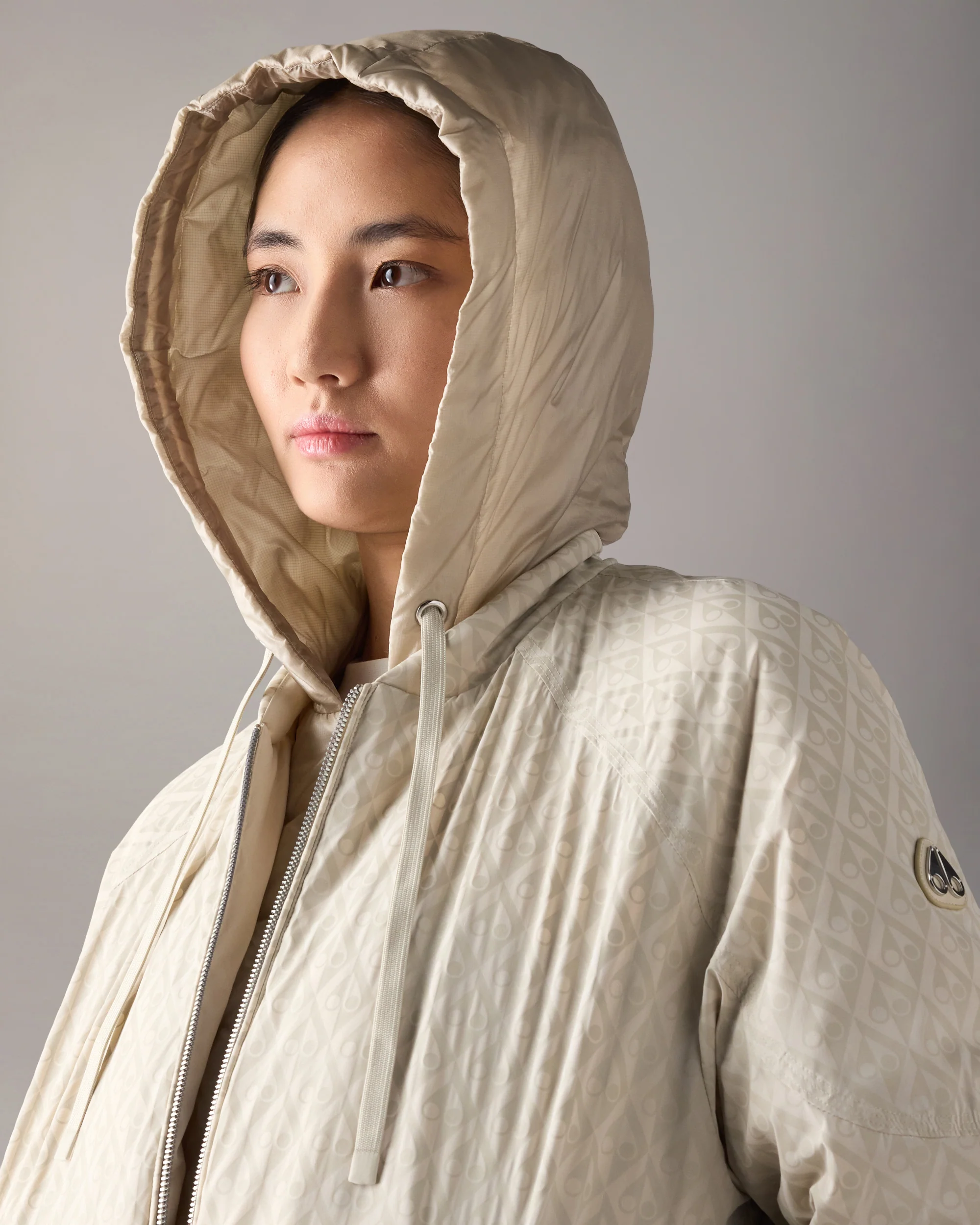 TEGAN DOWN BOMBER JACKET-ALABASTER MONOGRAM/ALABASTER - Image 6