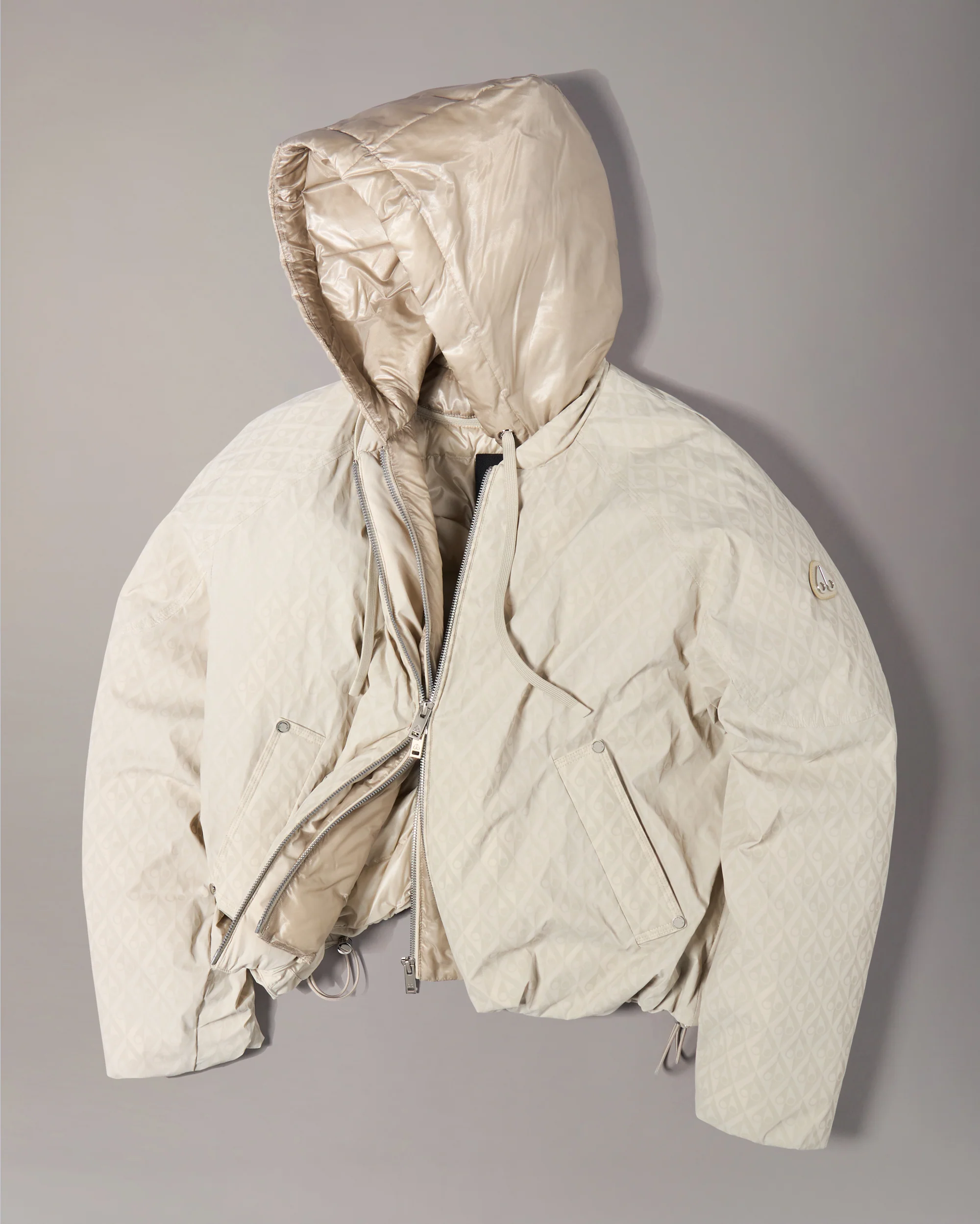 TEGAN DOWN BOMBER JACKET-ALABASTER MONOGRAM/ALABASTER - Image 7