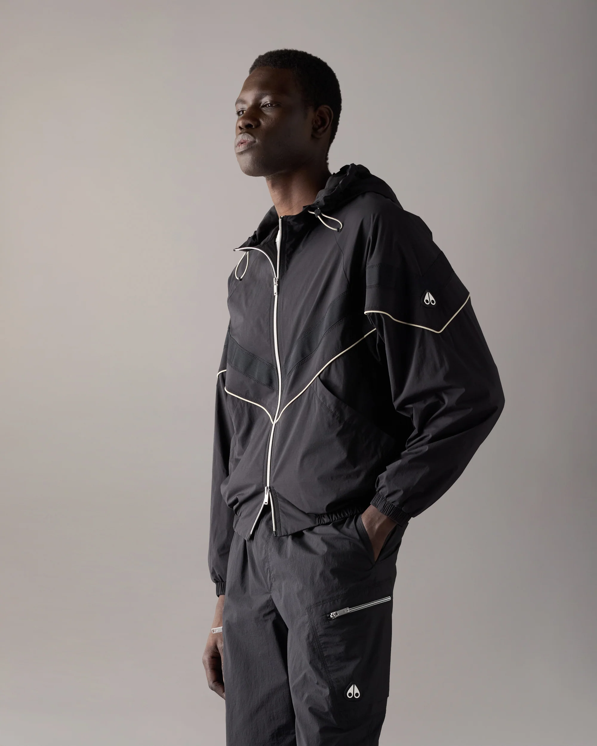 TOPFLIGHT HOODED JACKET-BLACK/BLACK - Image 2