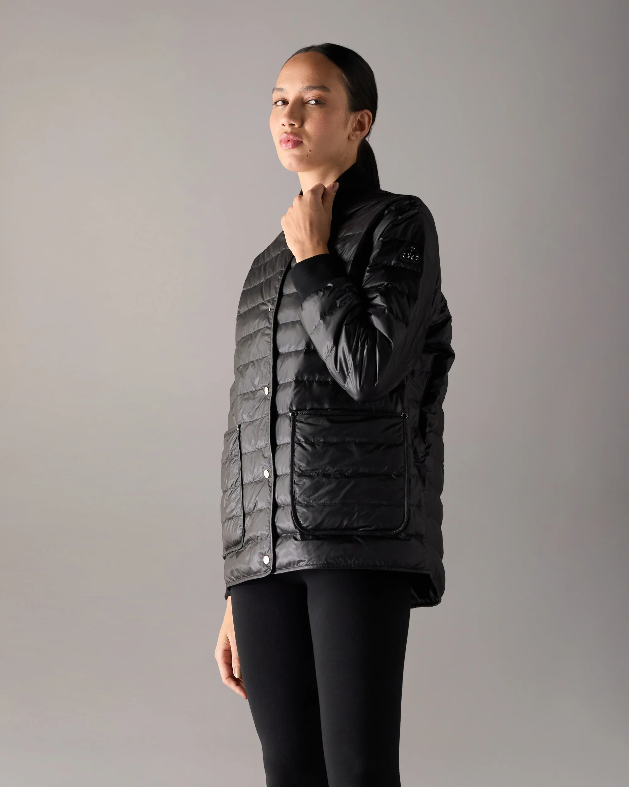 TRANSIT LIGHTWEIGHT DOWN BOMBER JACKET-BLACK - Image 2